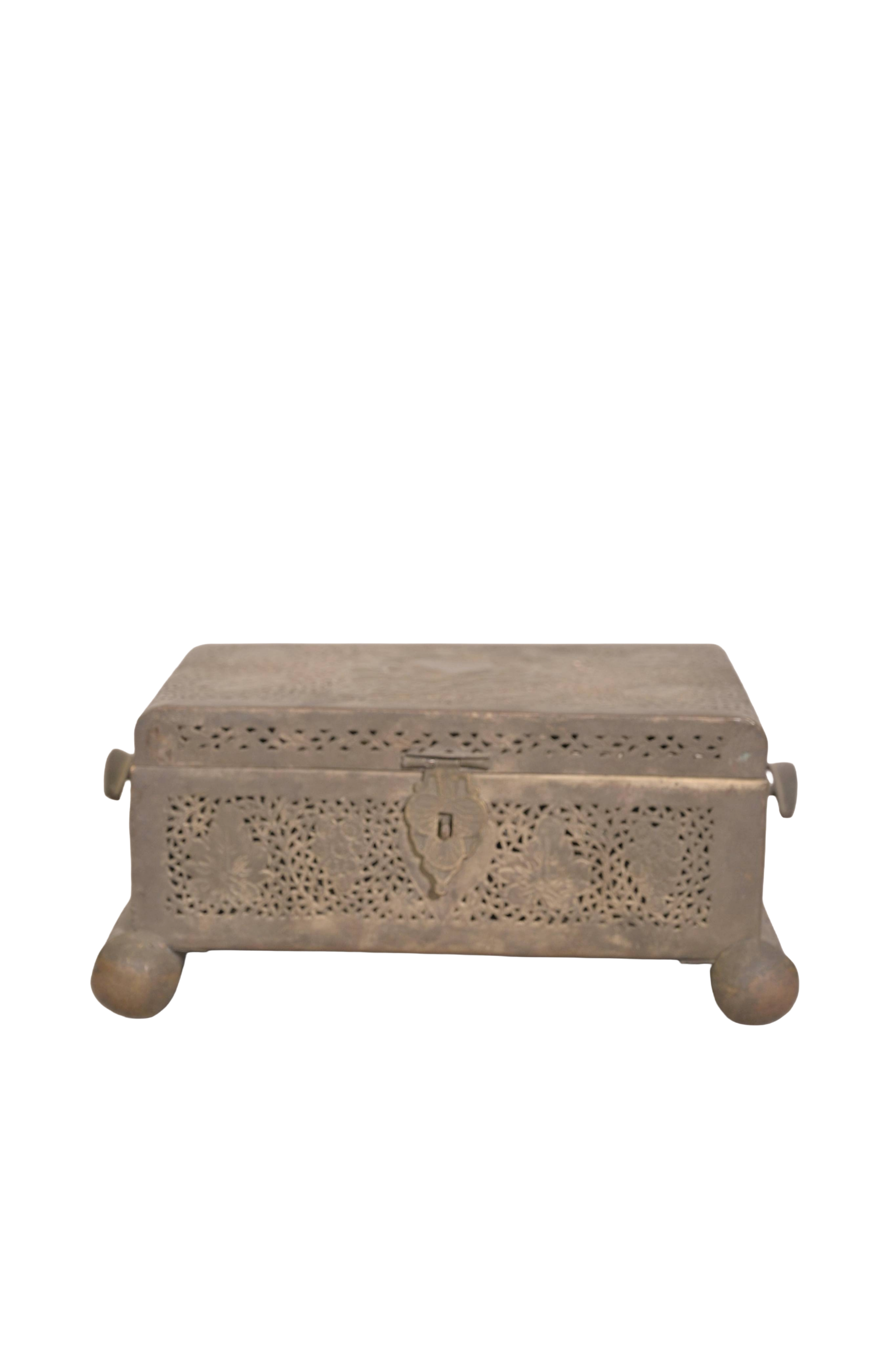 Vintage Brass Filigree Treasure Box