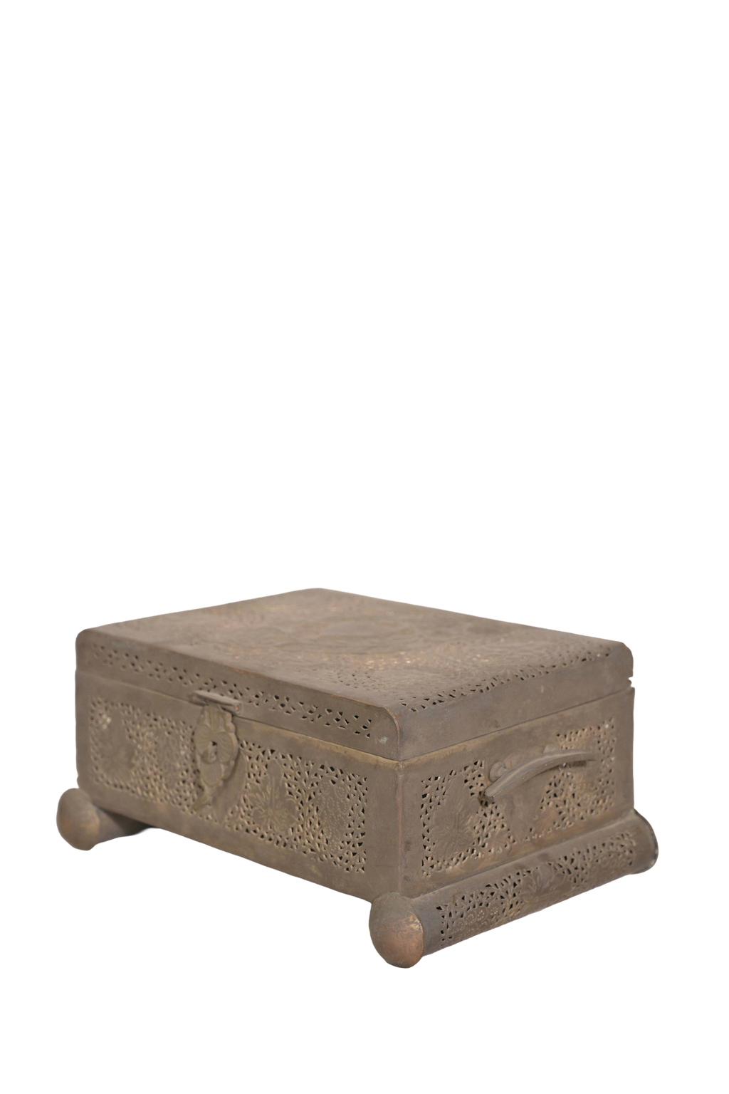 Vintage Brass Filigree Treasure Box