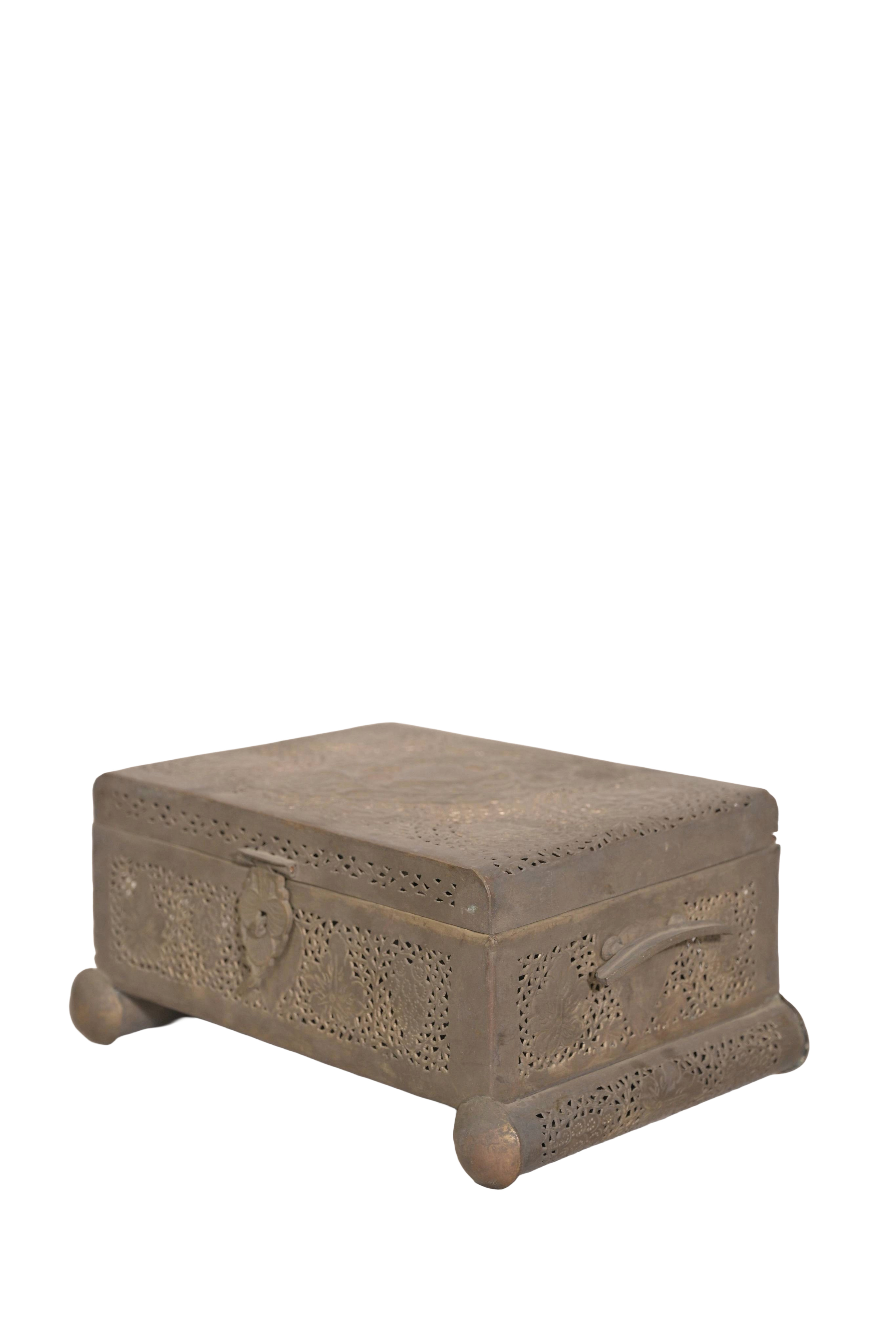 Vintage Brass Filigree Treasure Box
