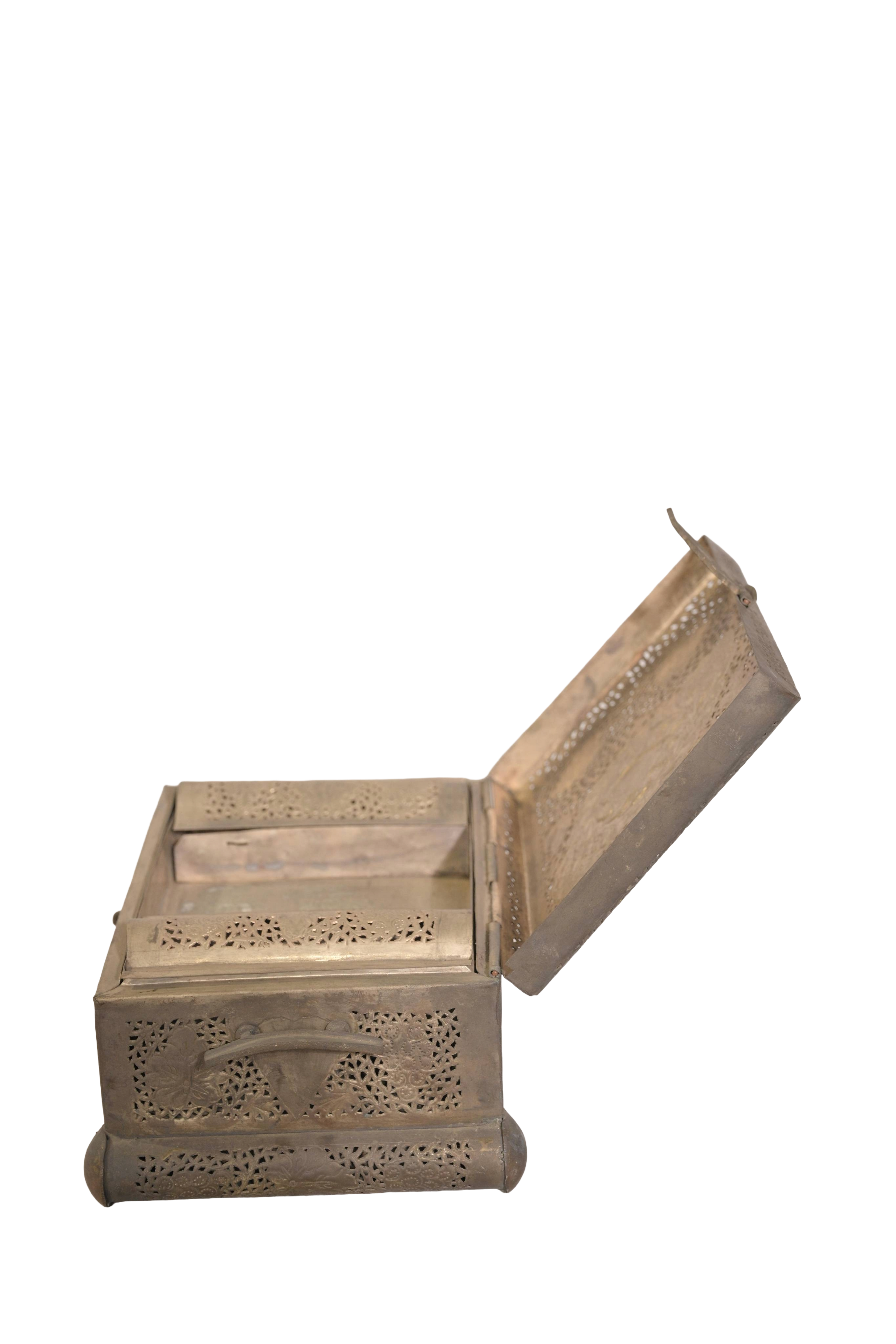 Vintage Brass Filigree Treasure Box
