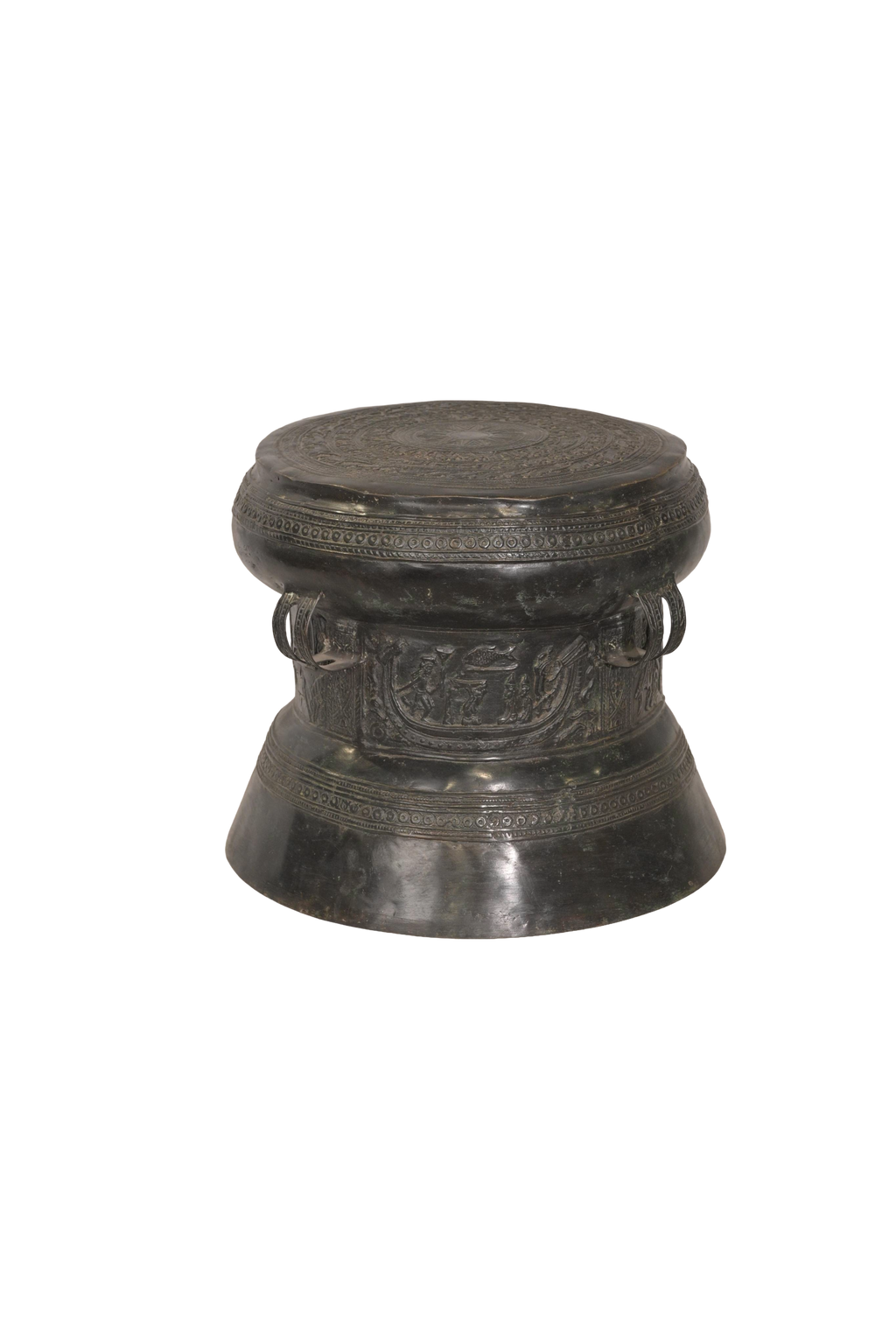 Tribal Bronze Engraved Heritage Drum