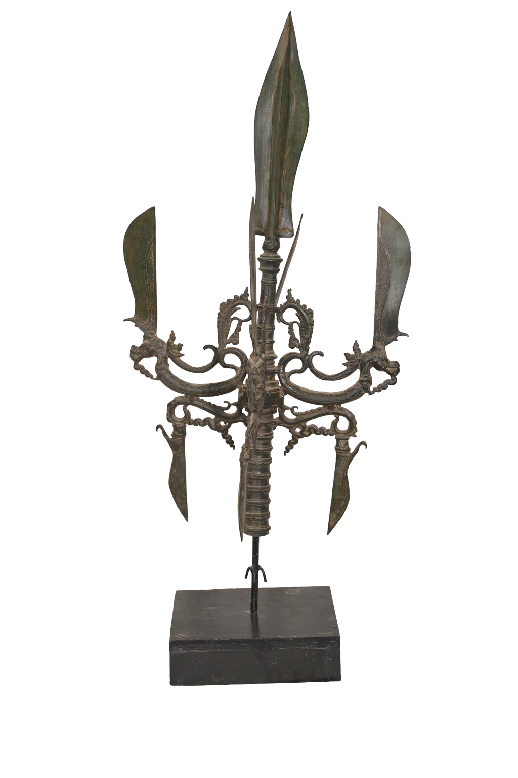 Antique Tribal Weapon Sculpture Display