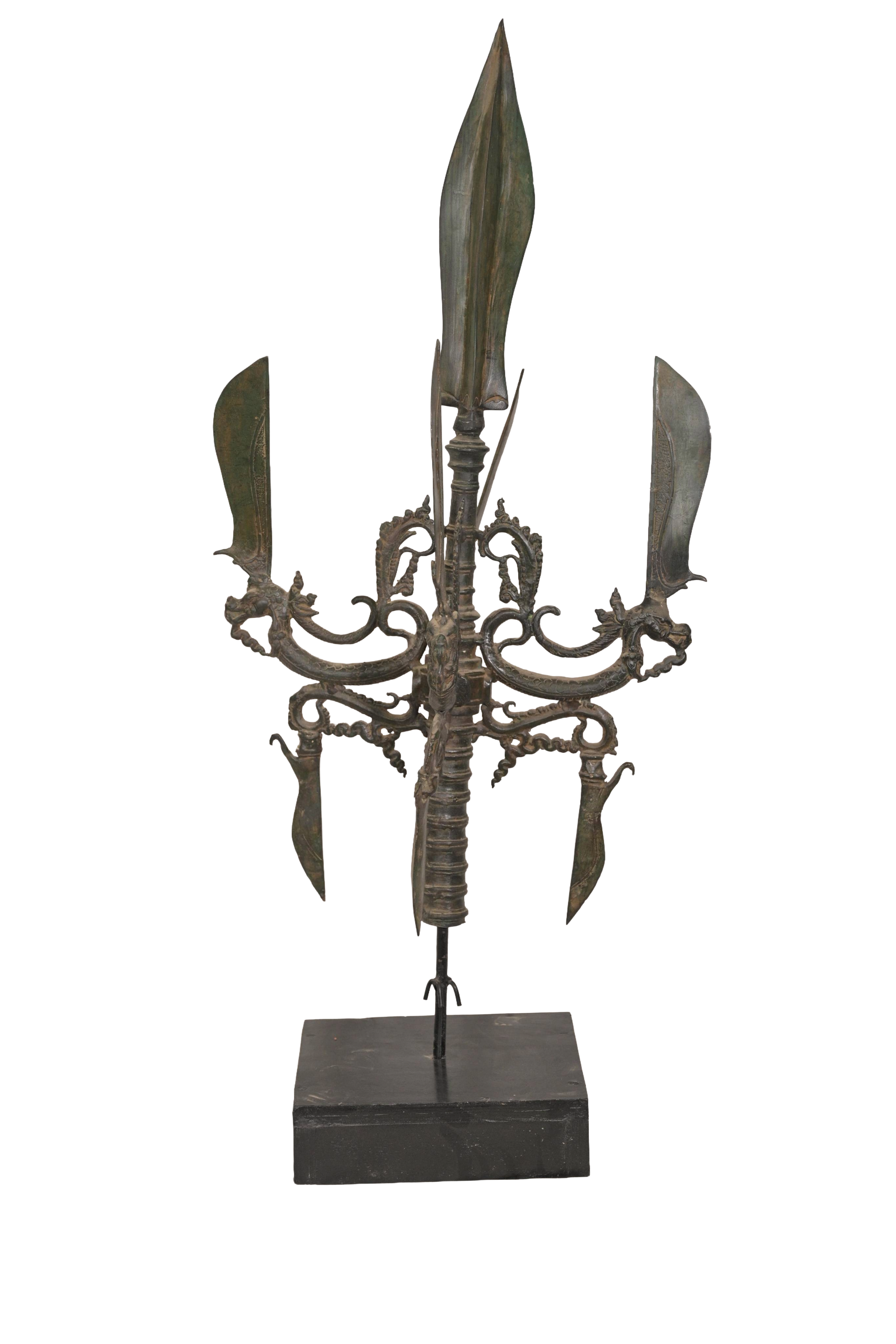 Antique Tribal Weapon Sculpture Display
