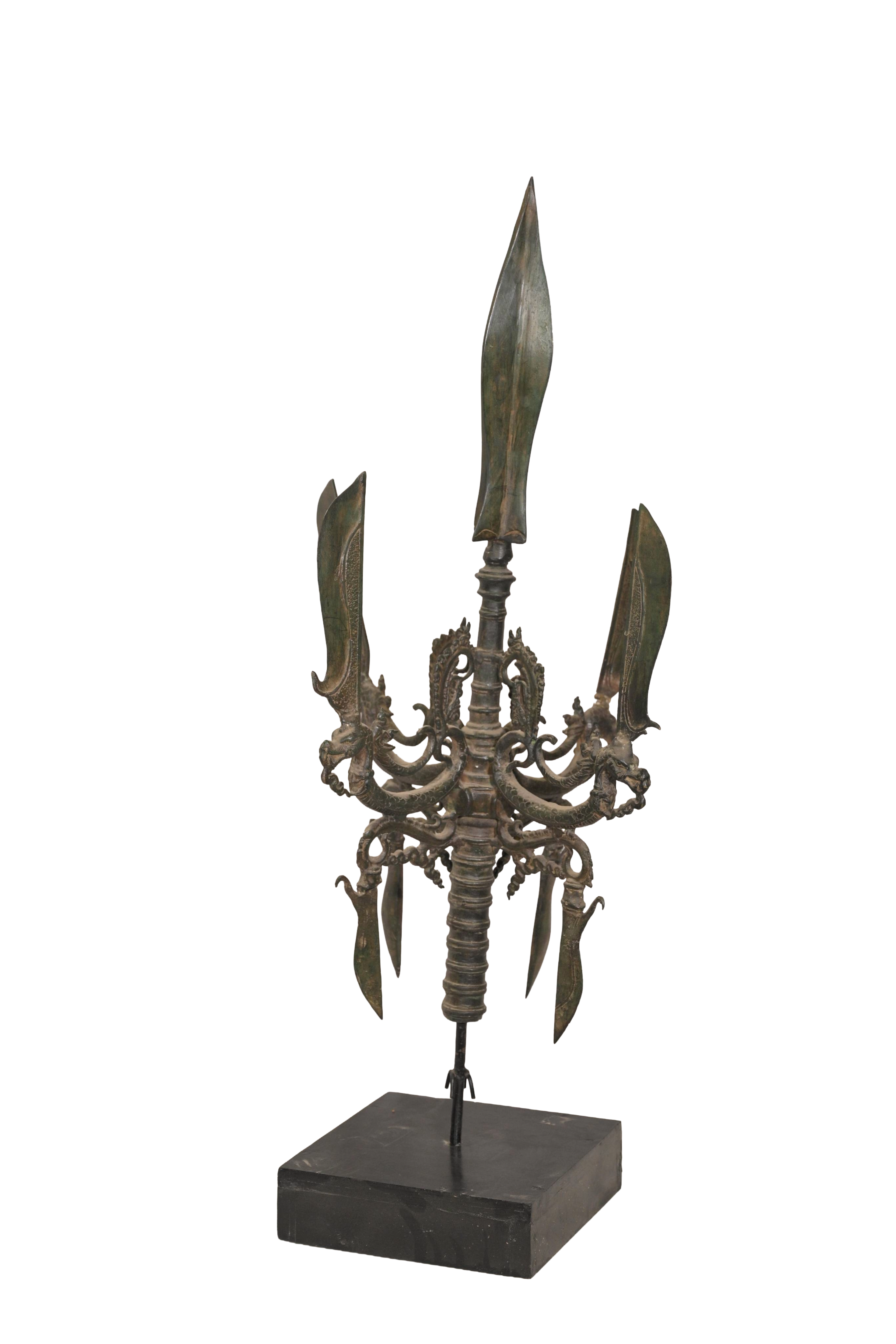 Antique Tribal Weapon Sculpture Display