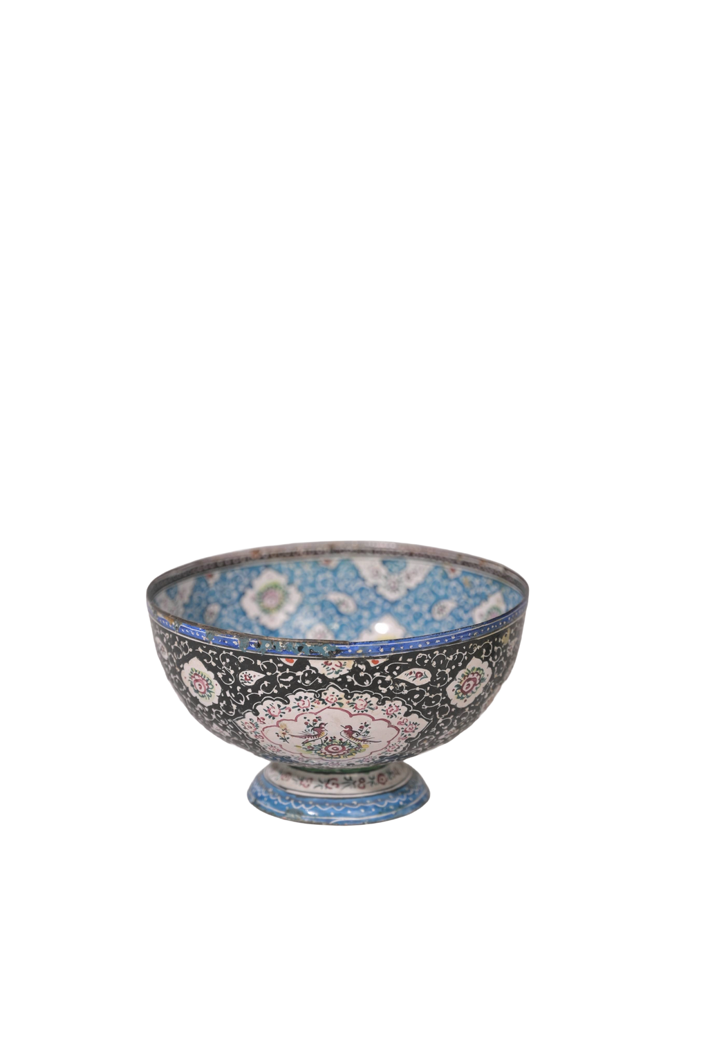 Blue Enamel Metal Decorative Bowl