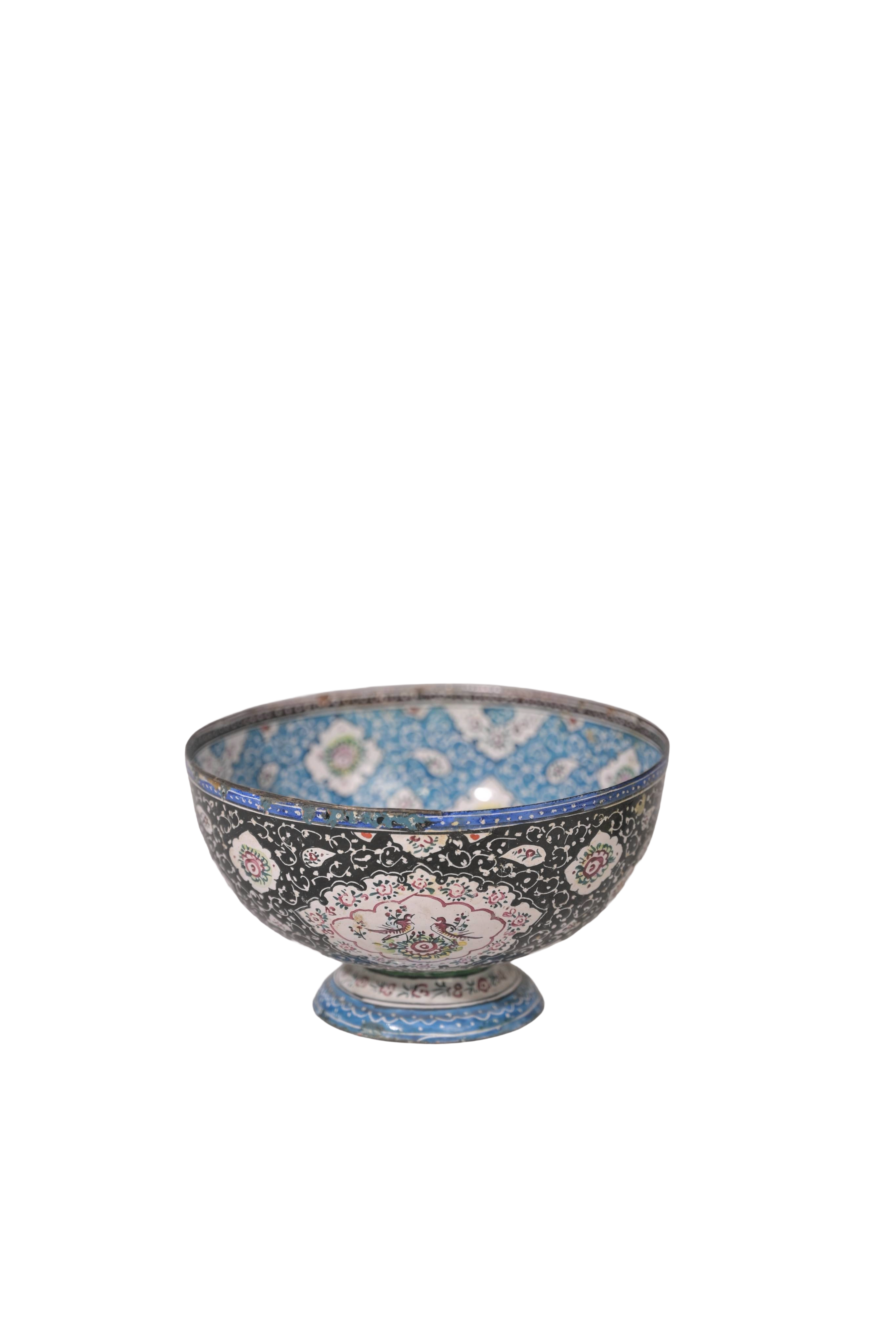 Blue Enamel Metal Decorative Bowl