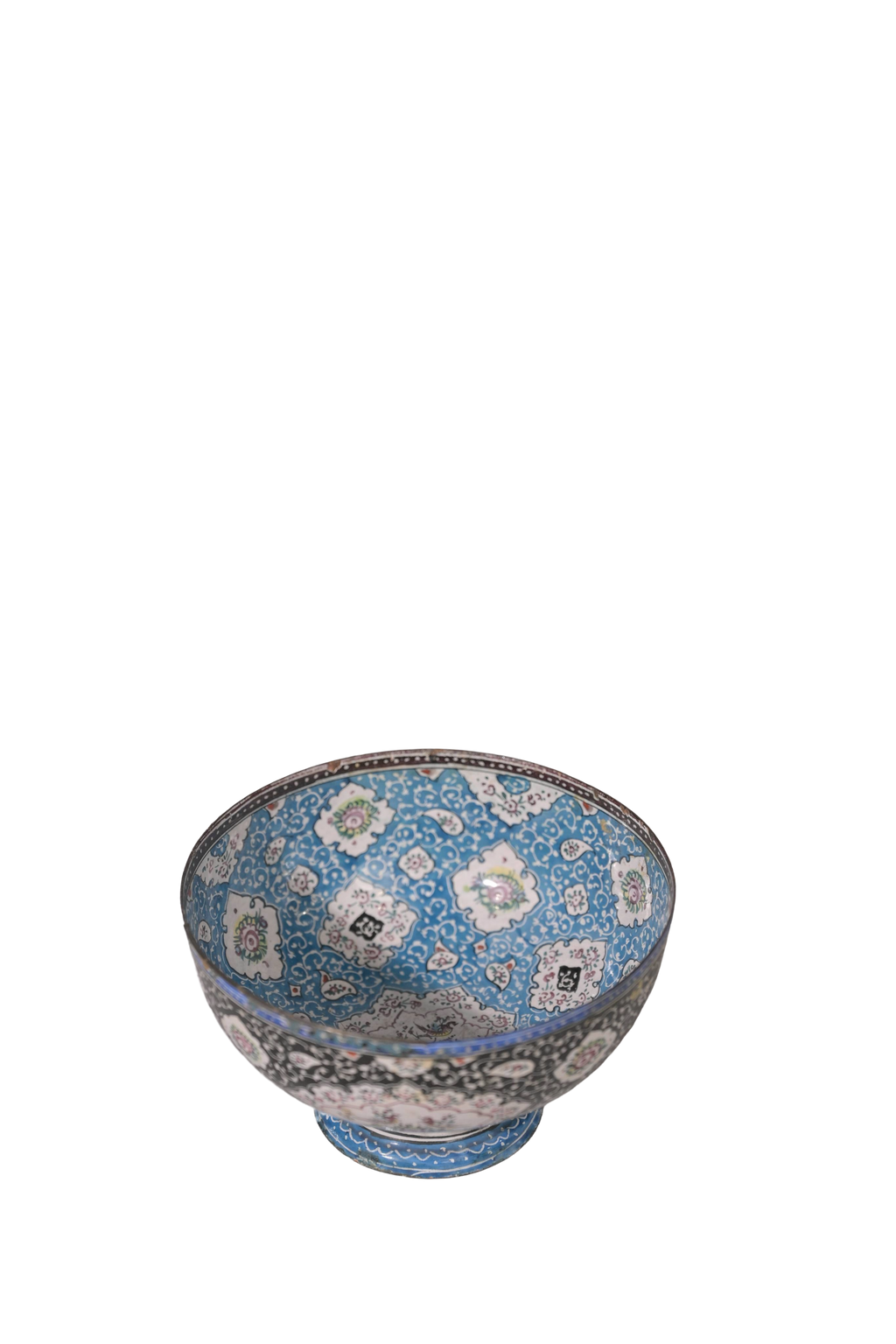Blue Enamel Metal Decorative Bowl