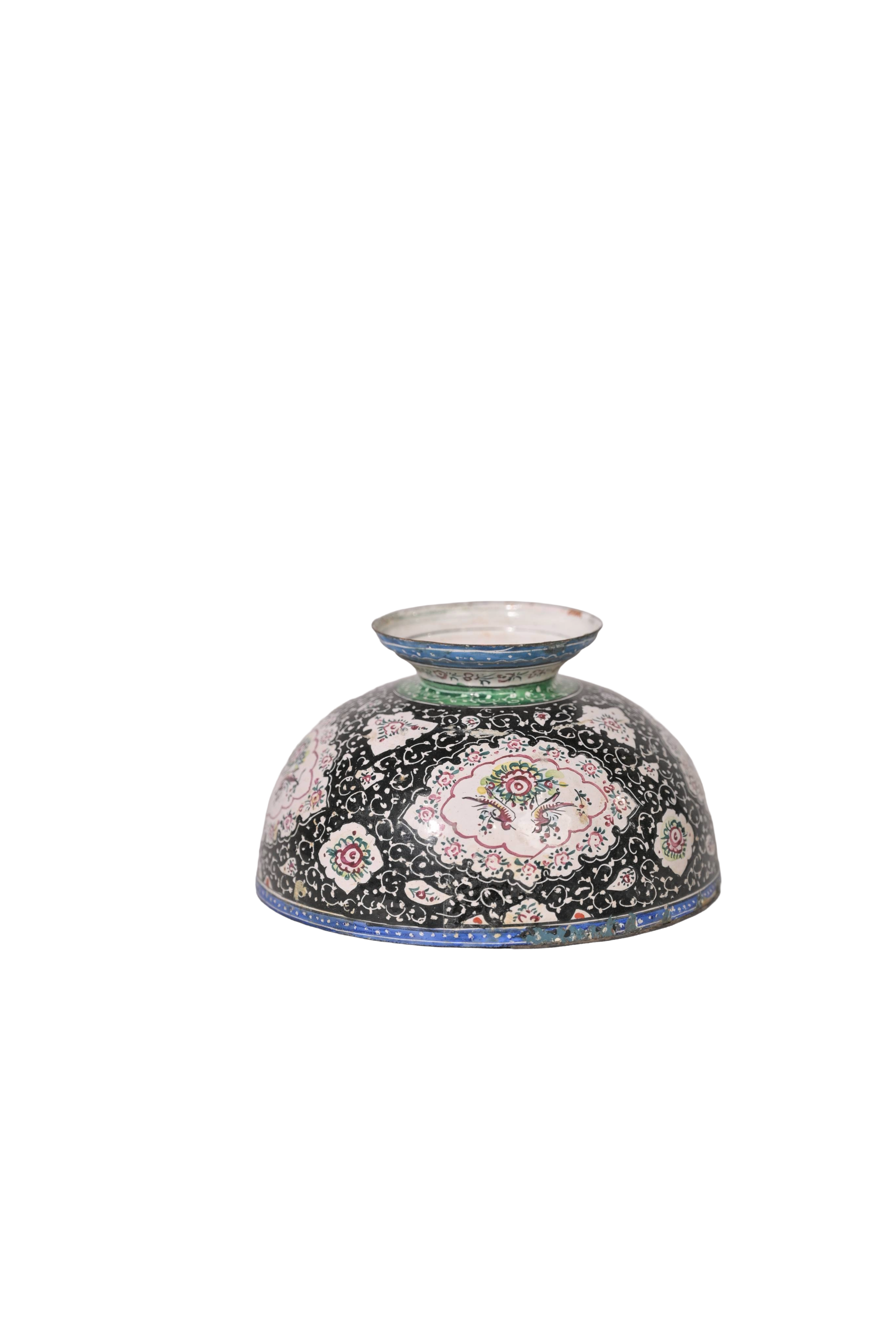 Blue Enamel Metal Decorative Bowl