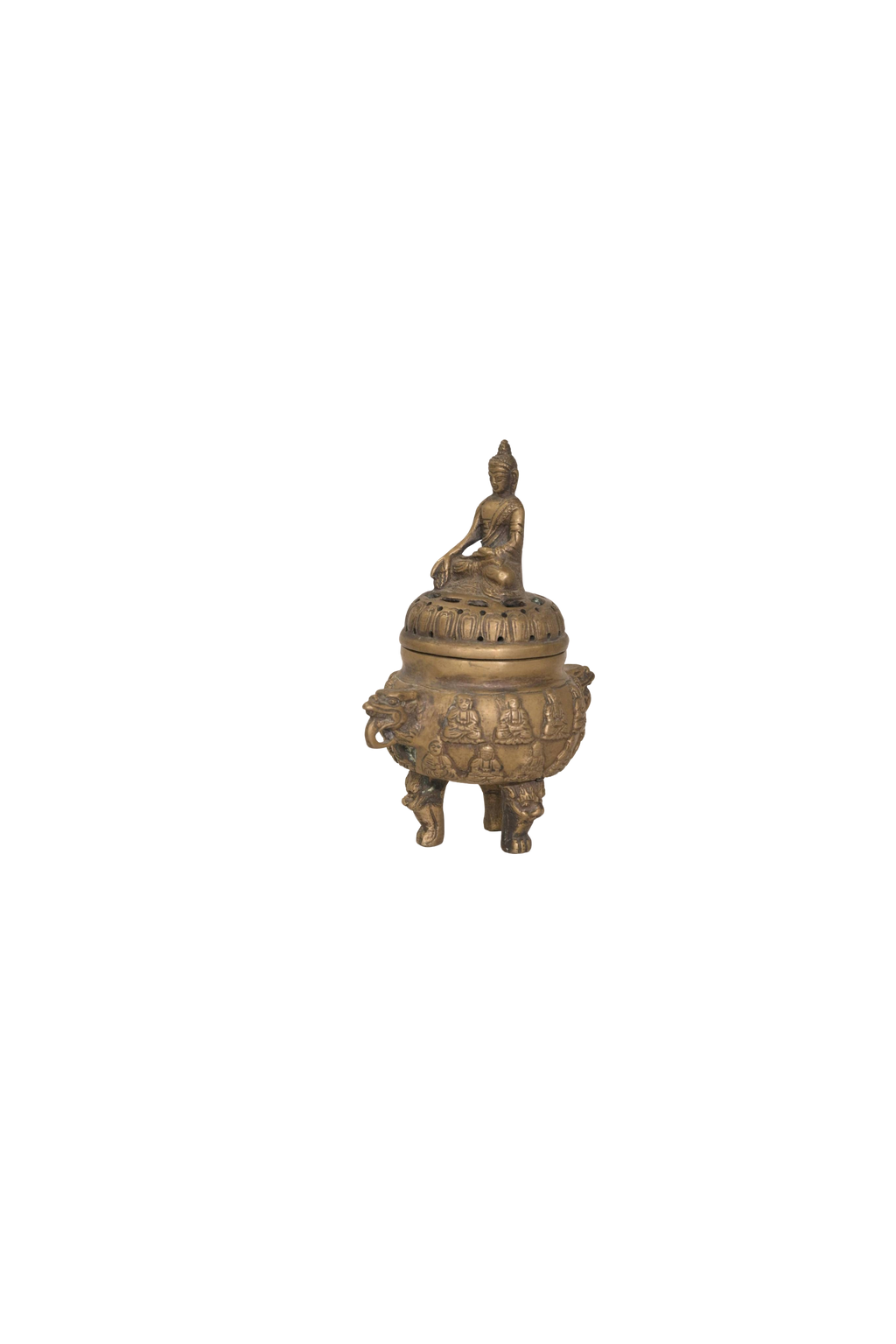 Brass Buddha Incense Burner Artifact