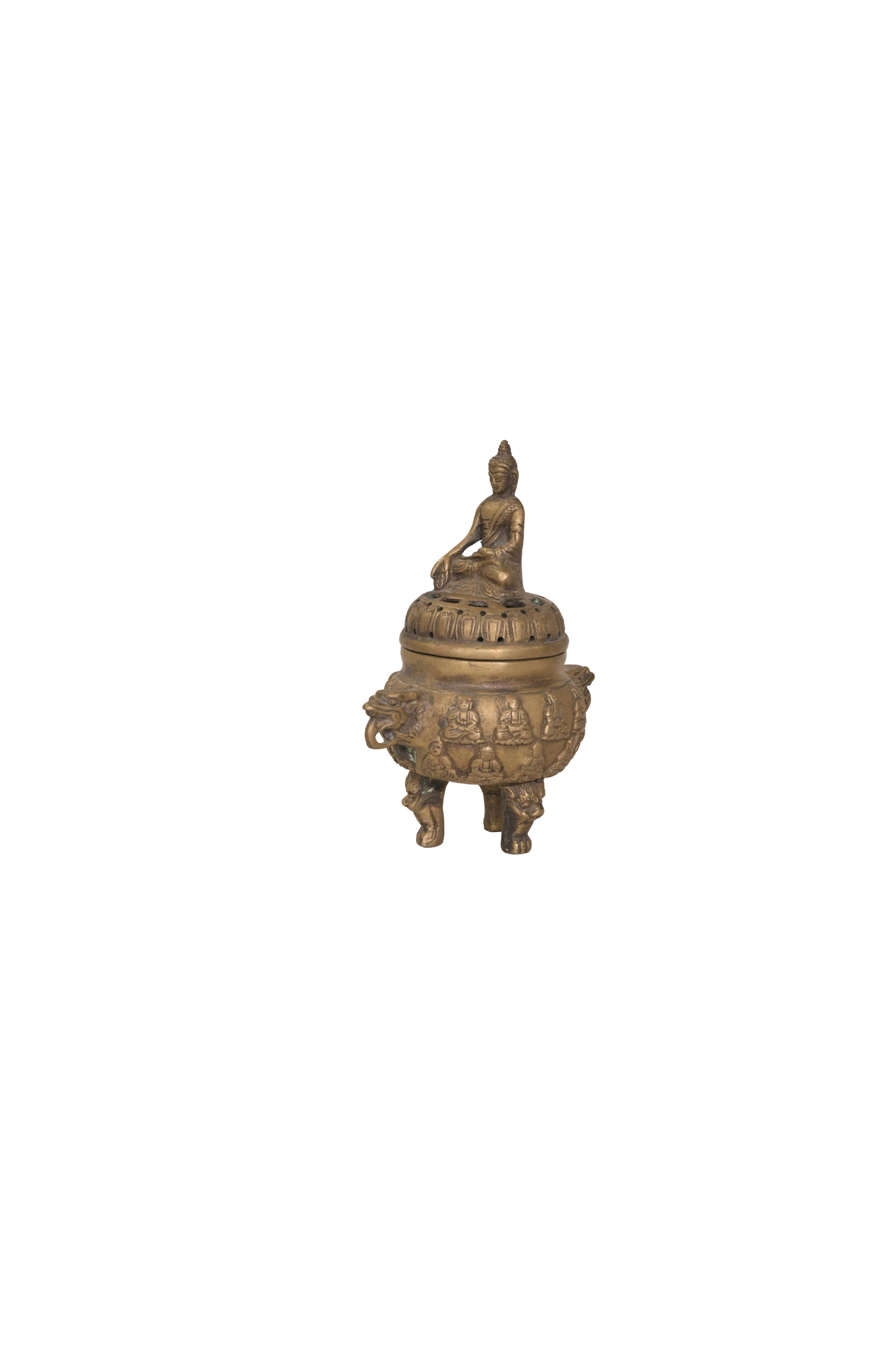 Brass Buddha Incense Burner Artifact
