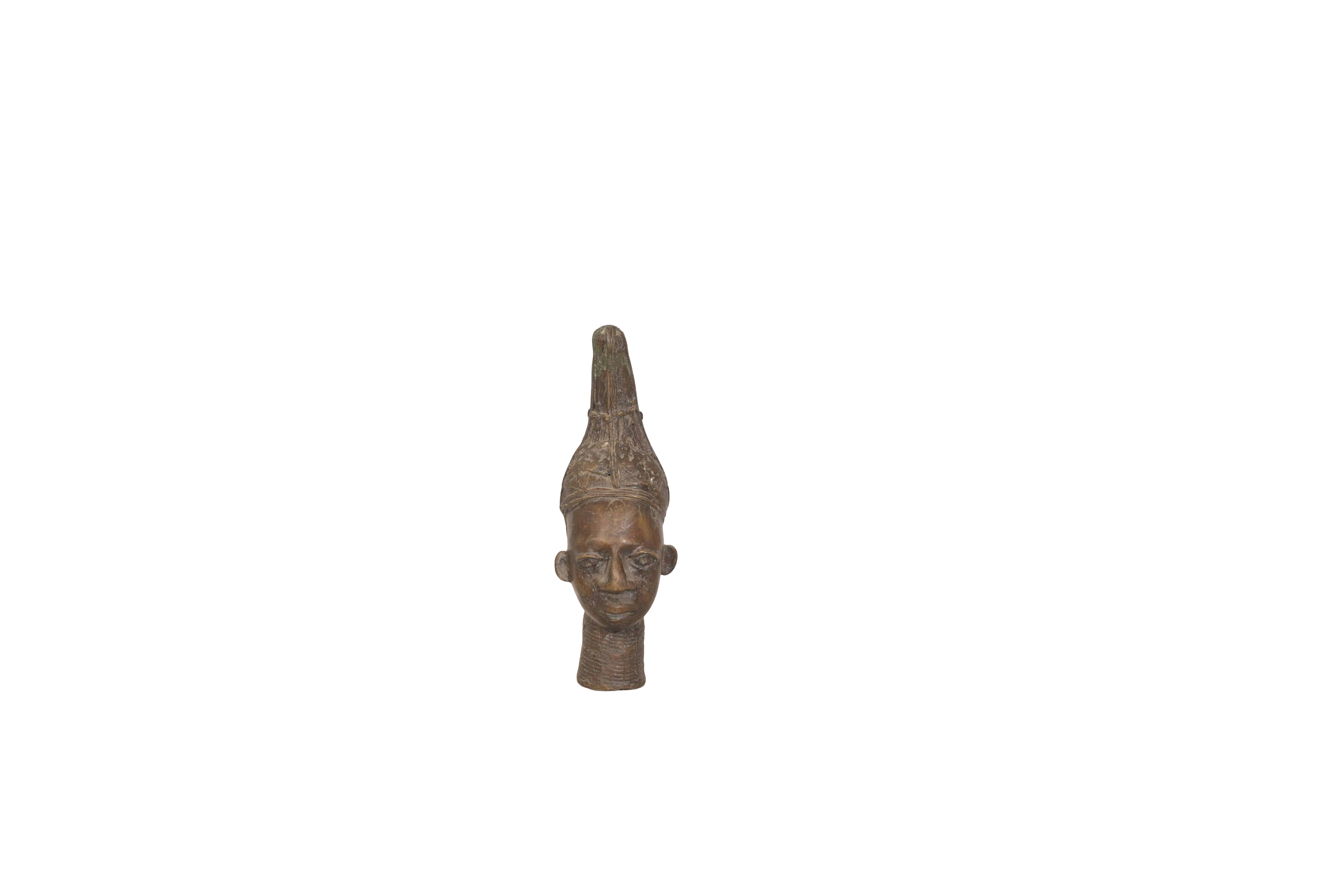 Regal Tribal Bronze Head Sculpture