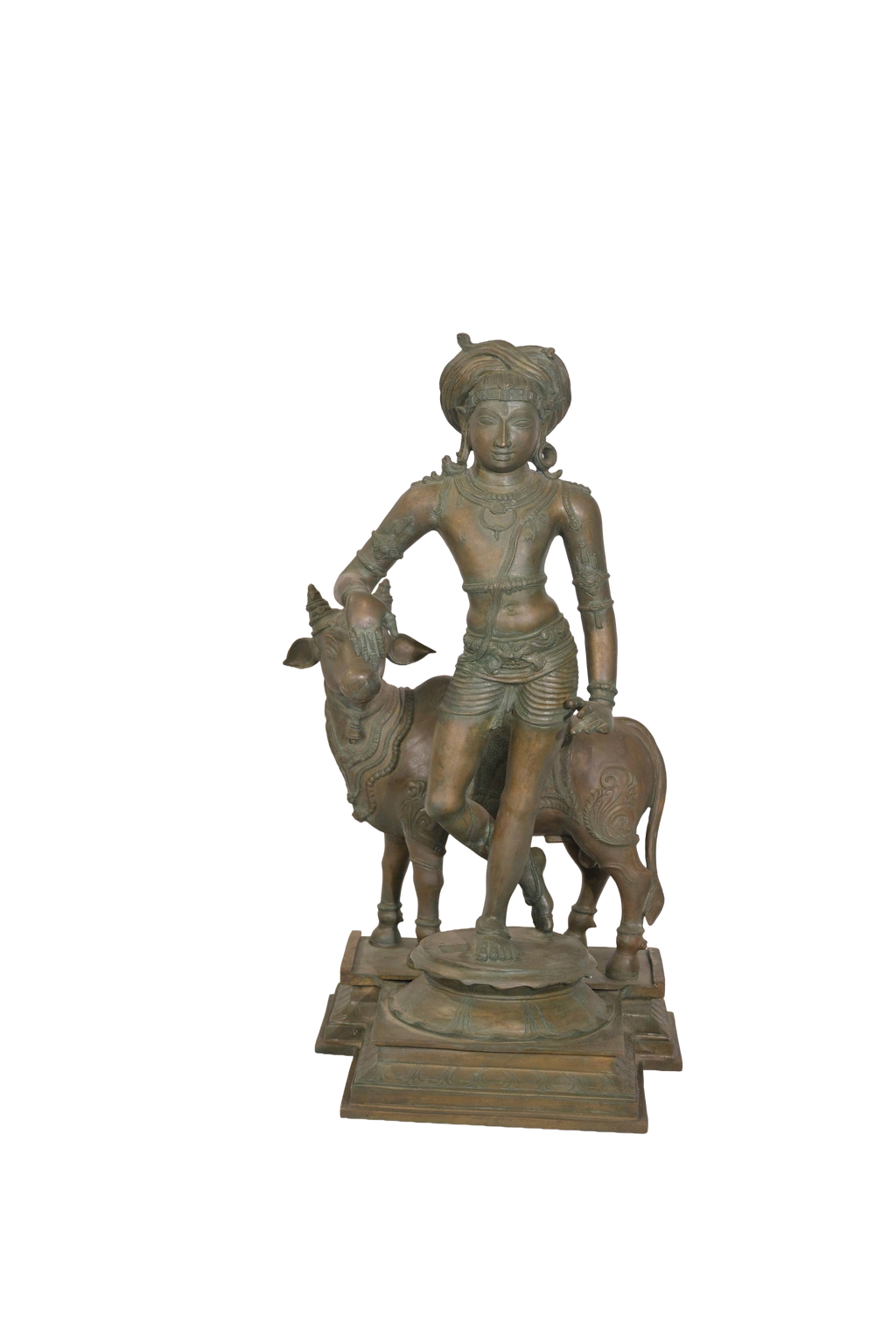Krishna With Cow Bronze Statue