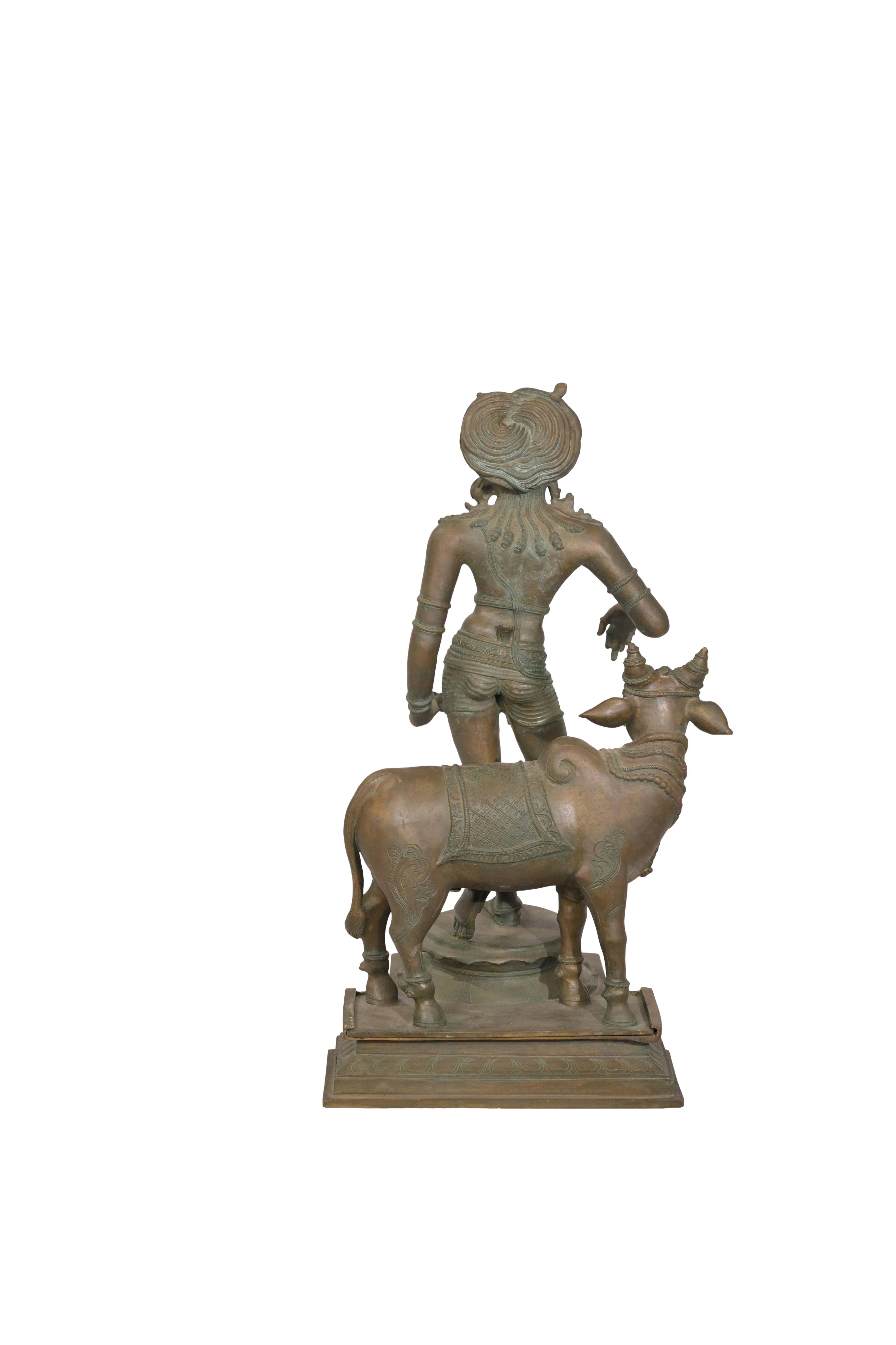 Krishna With Cow Bronze Statue
