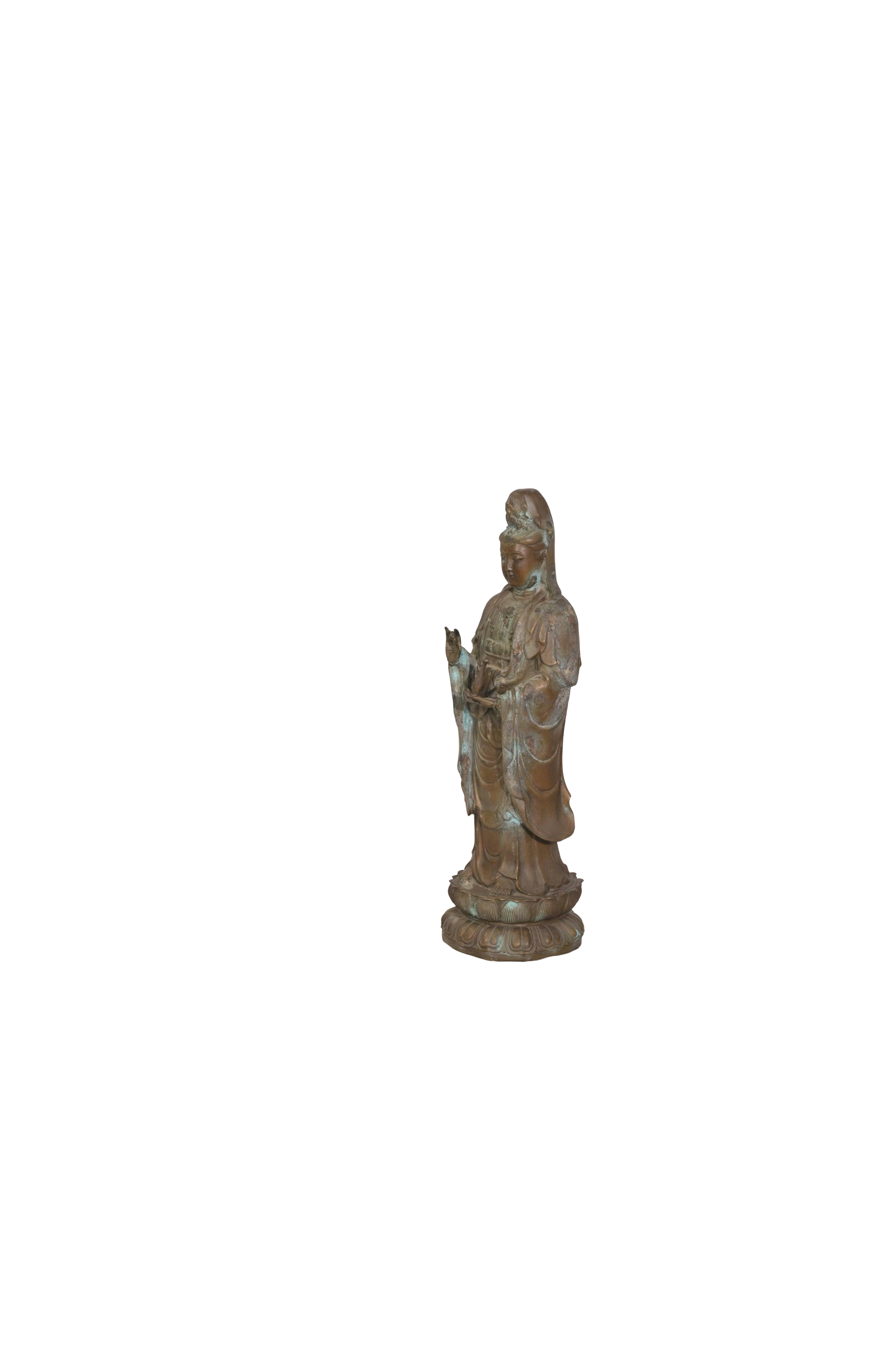 Antique Guanyin Bronze Goddess Statue