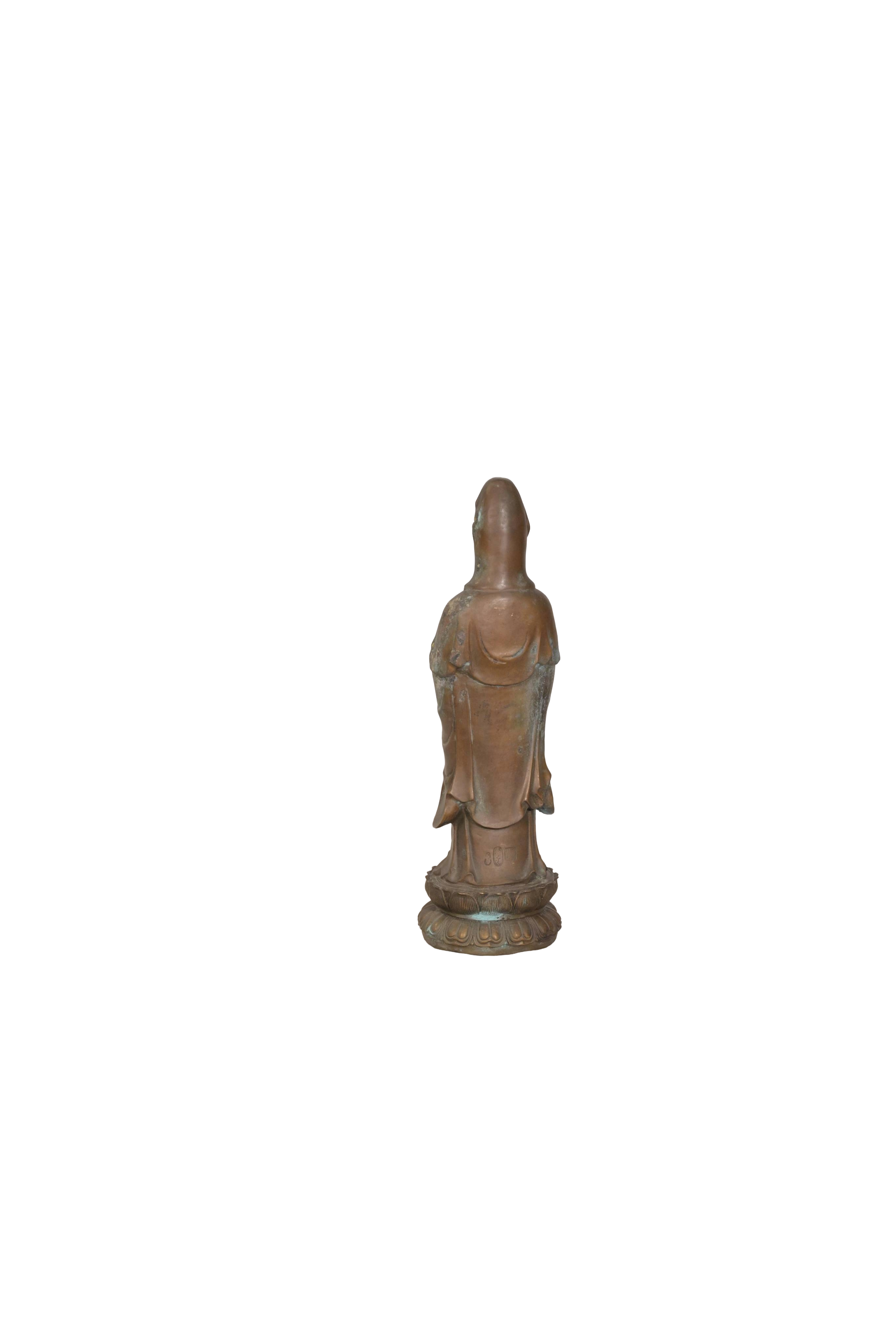 Antique Guanyin Bronze Goddess Statue