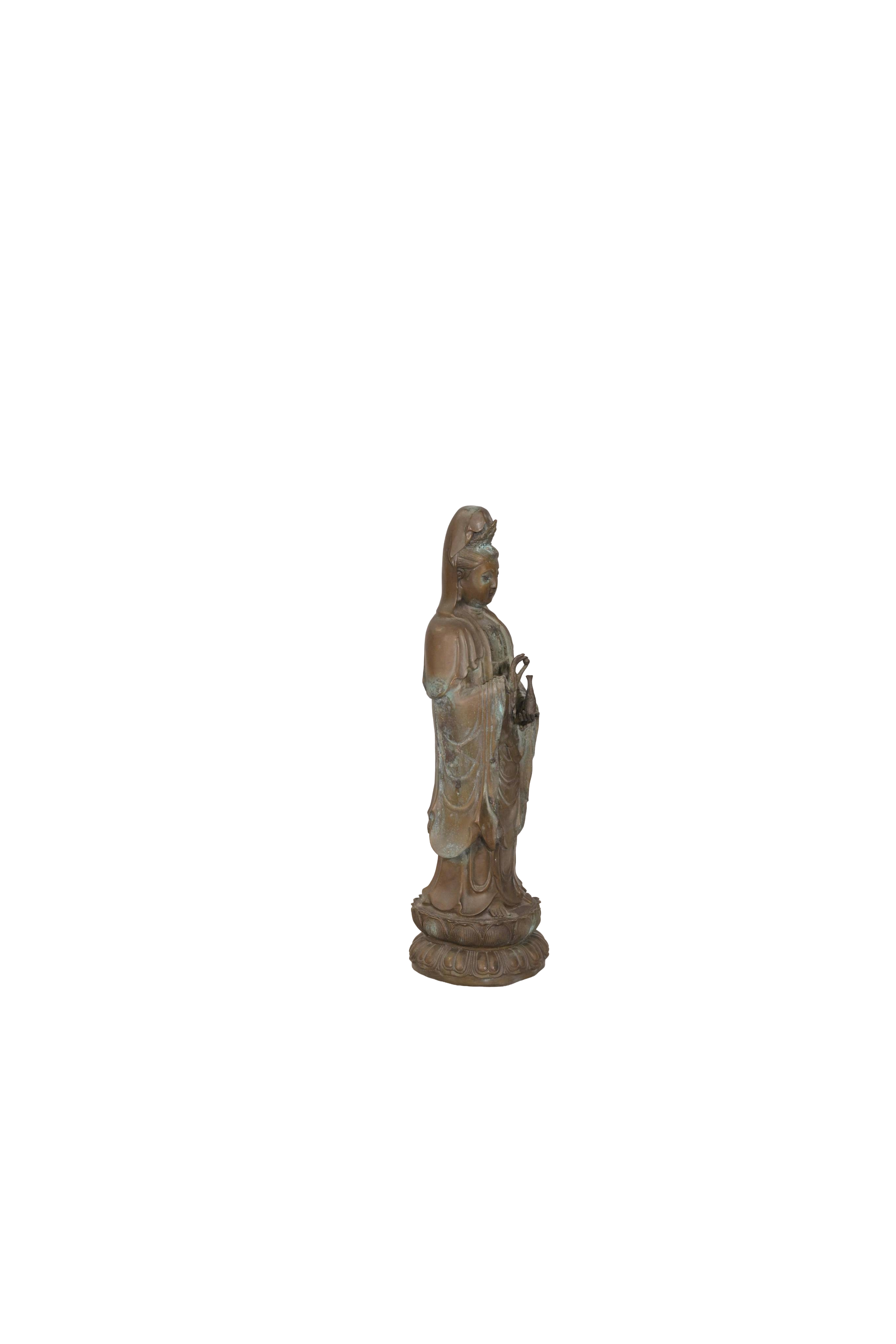 Antique Guanyin Bronze Goddess Statue