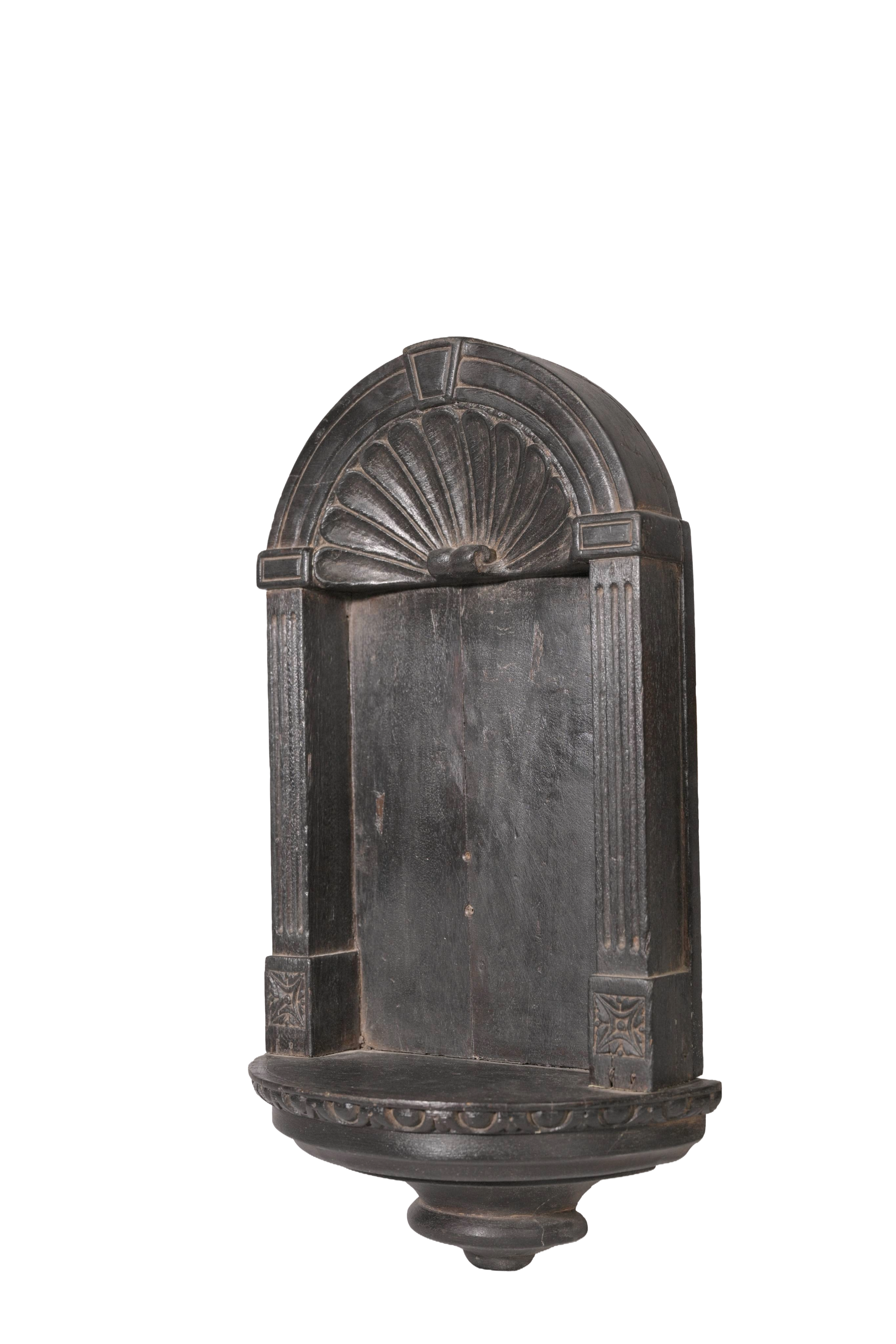 Black Carved Wall Niche Shelf