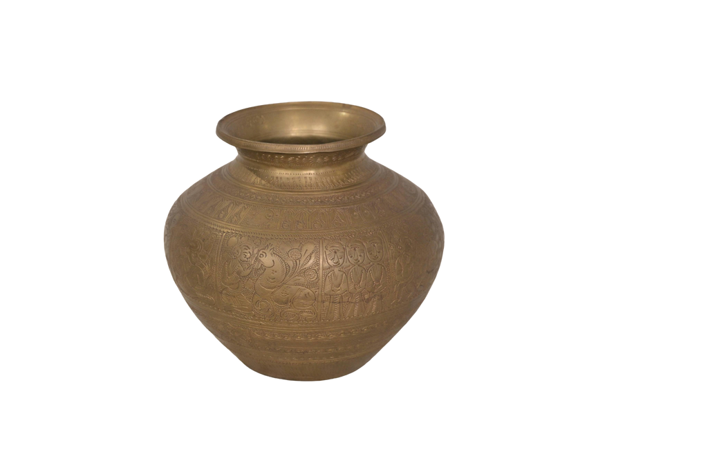 Antique Engraved Brass Urn