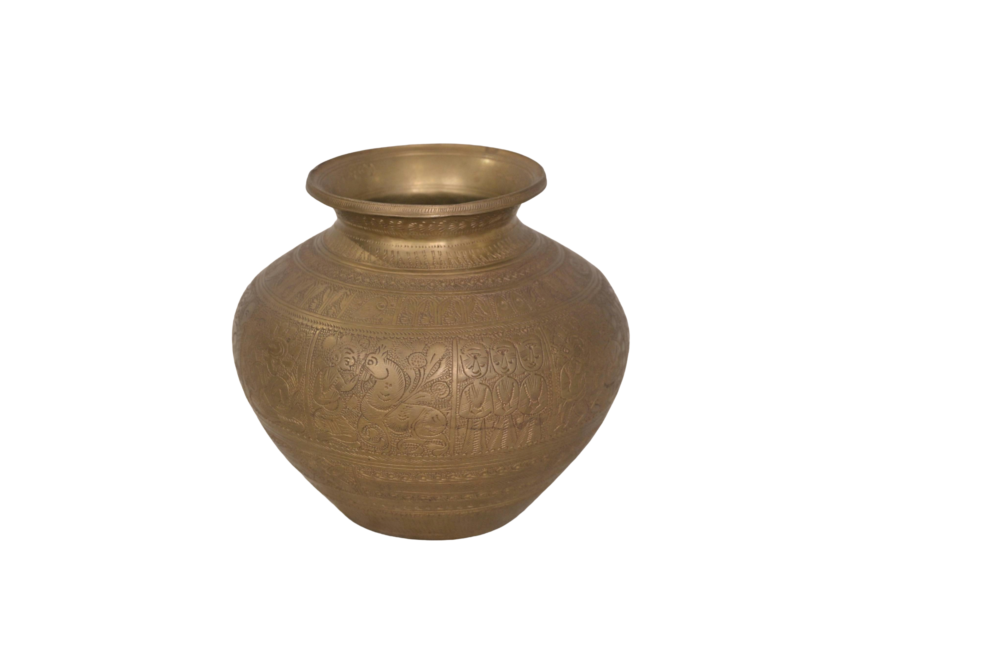 Antique Engraved Brass Urn