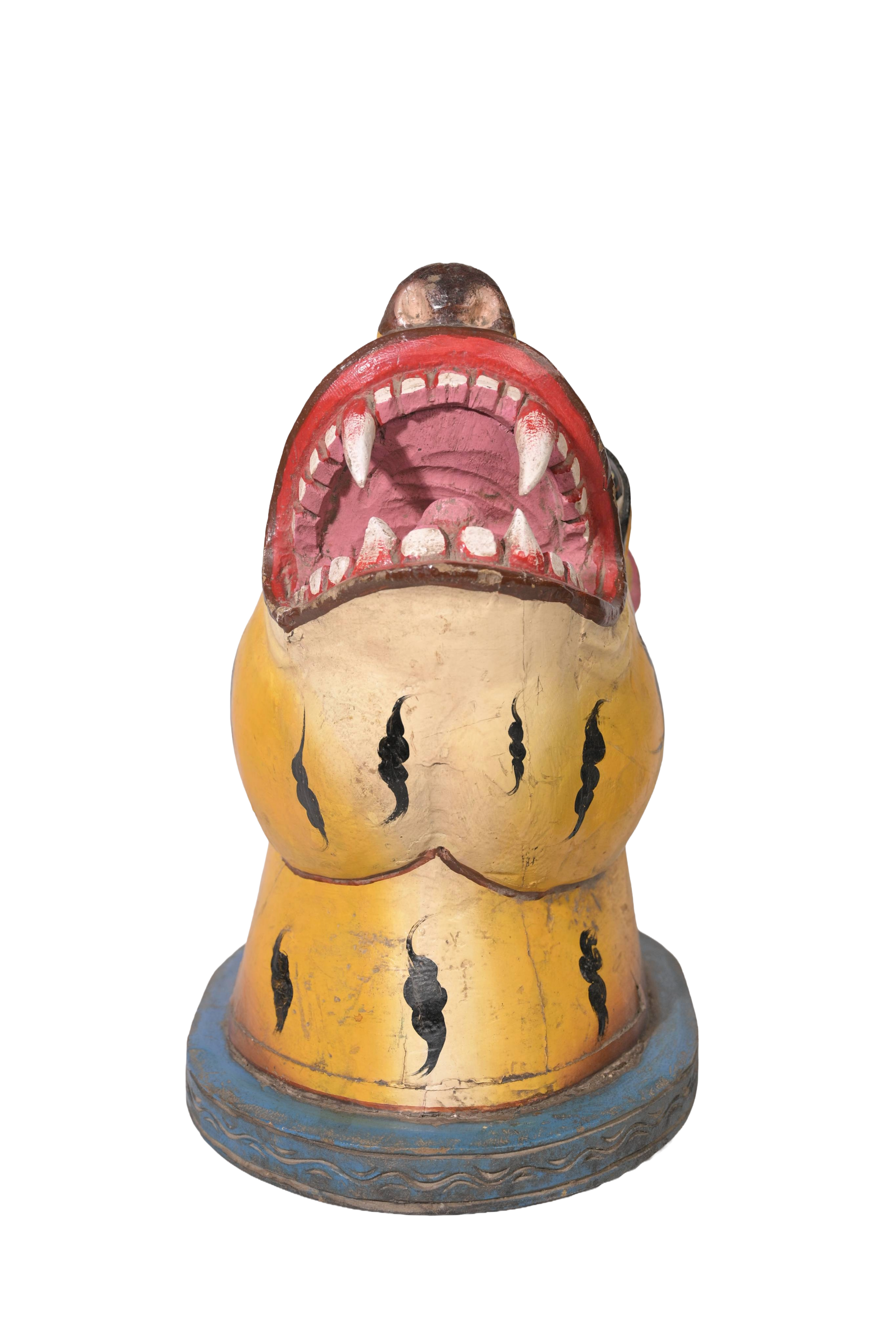Painted Tiger Head Sculpture