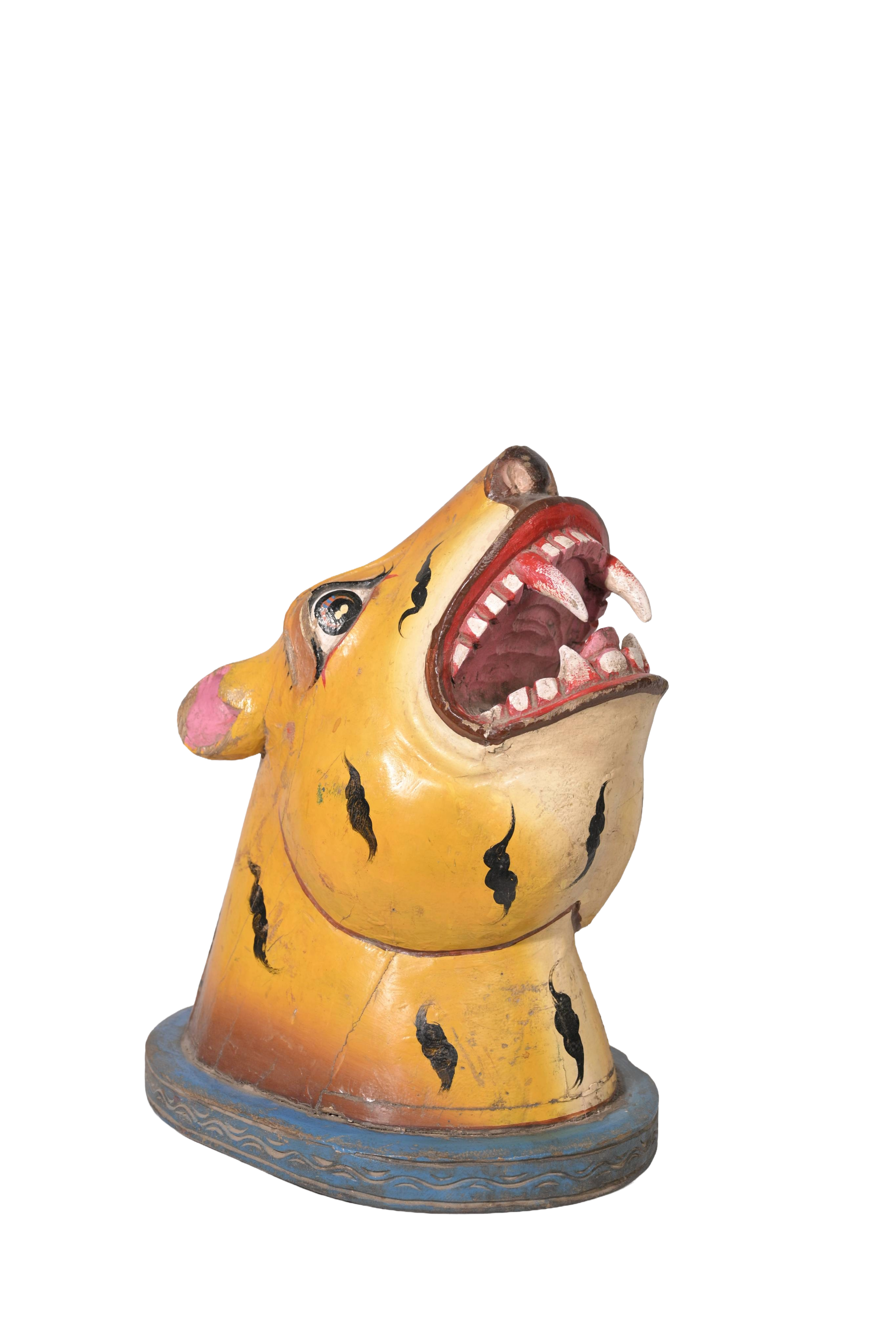 Painted Tiger Head Sculpture