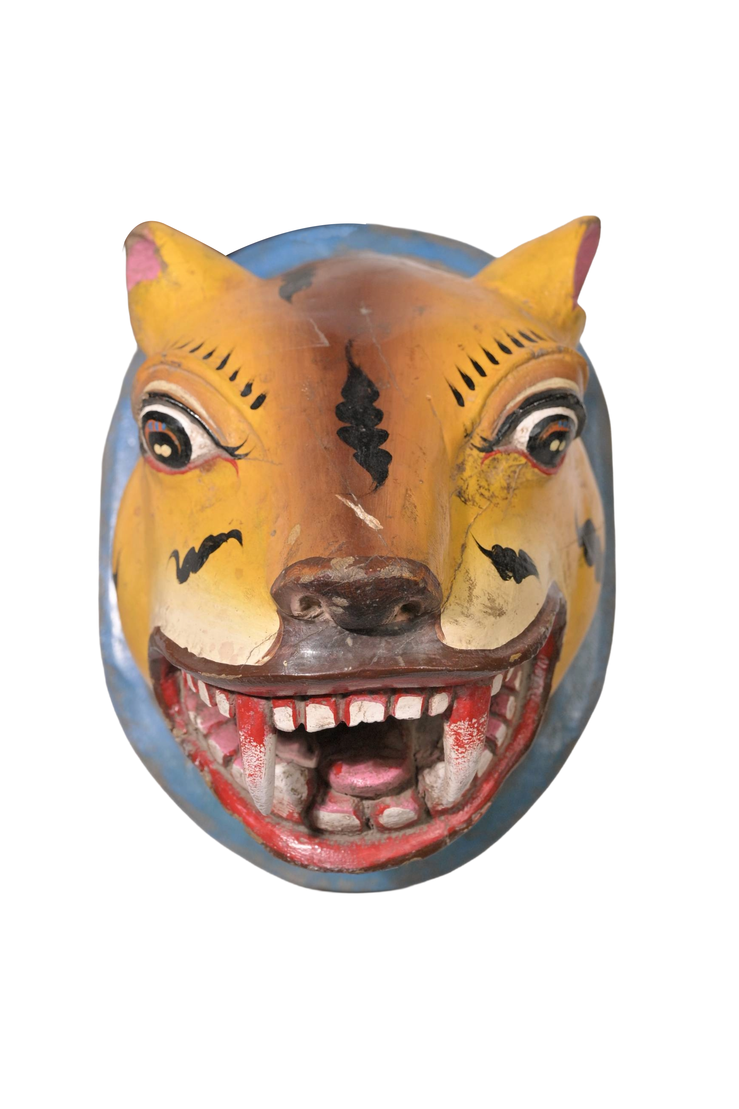 Painted Tiger Head Sculpture