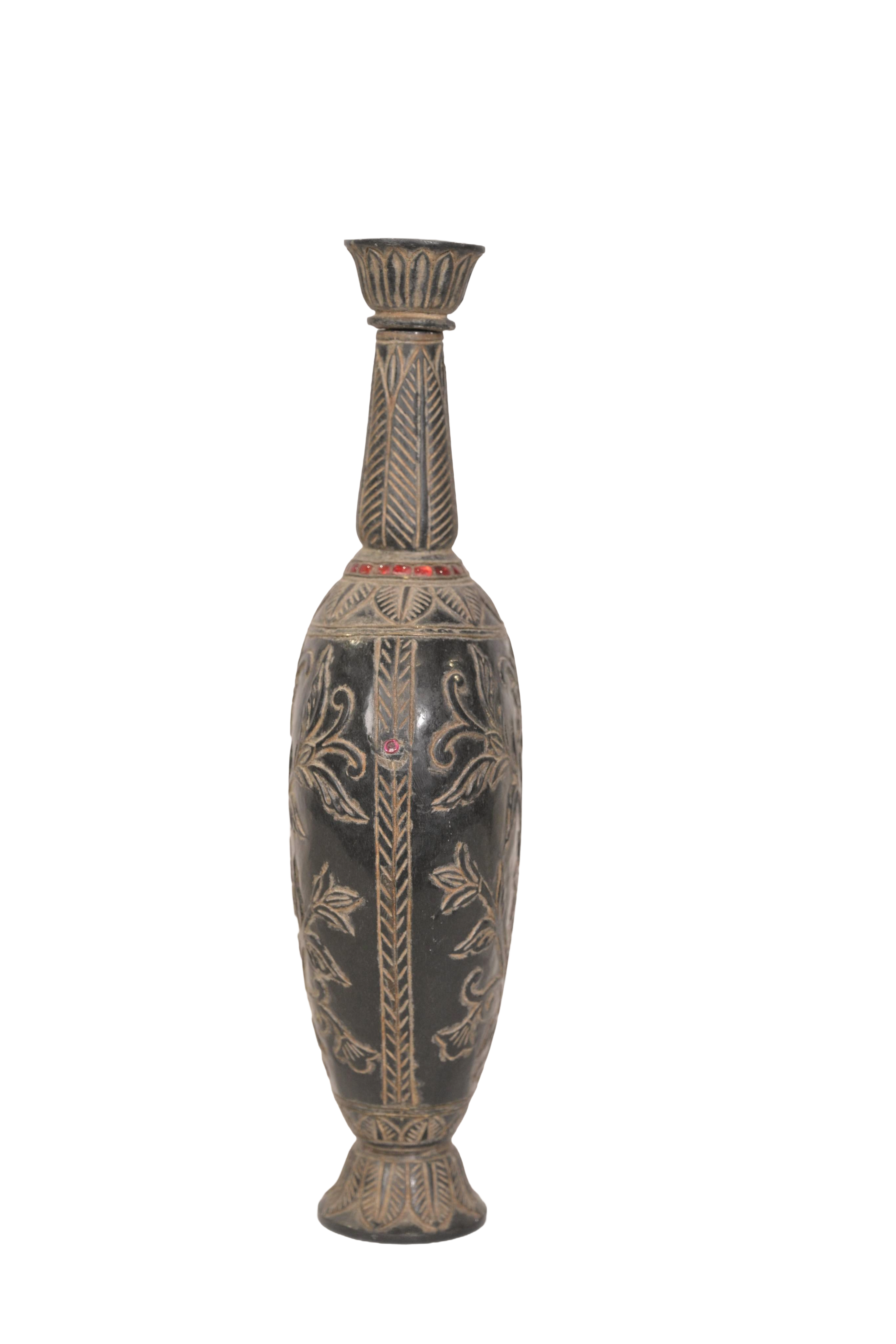 Engraved Black Decorative Vase