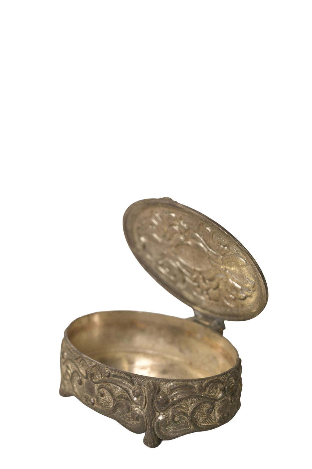 Heritage Embossed Brass Trinket Box with Hinged Lid