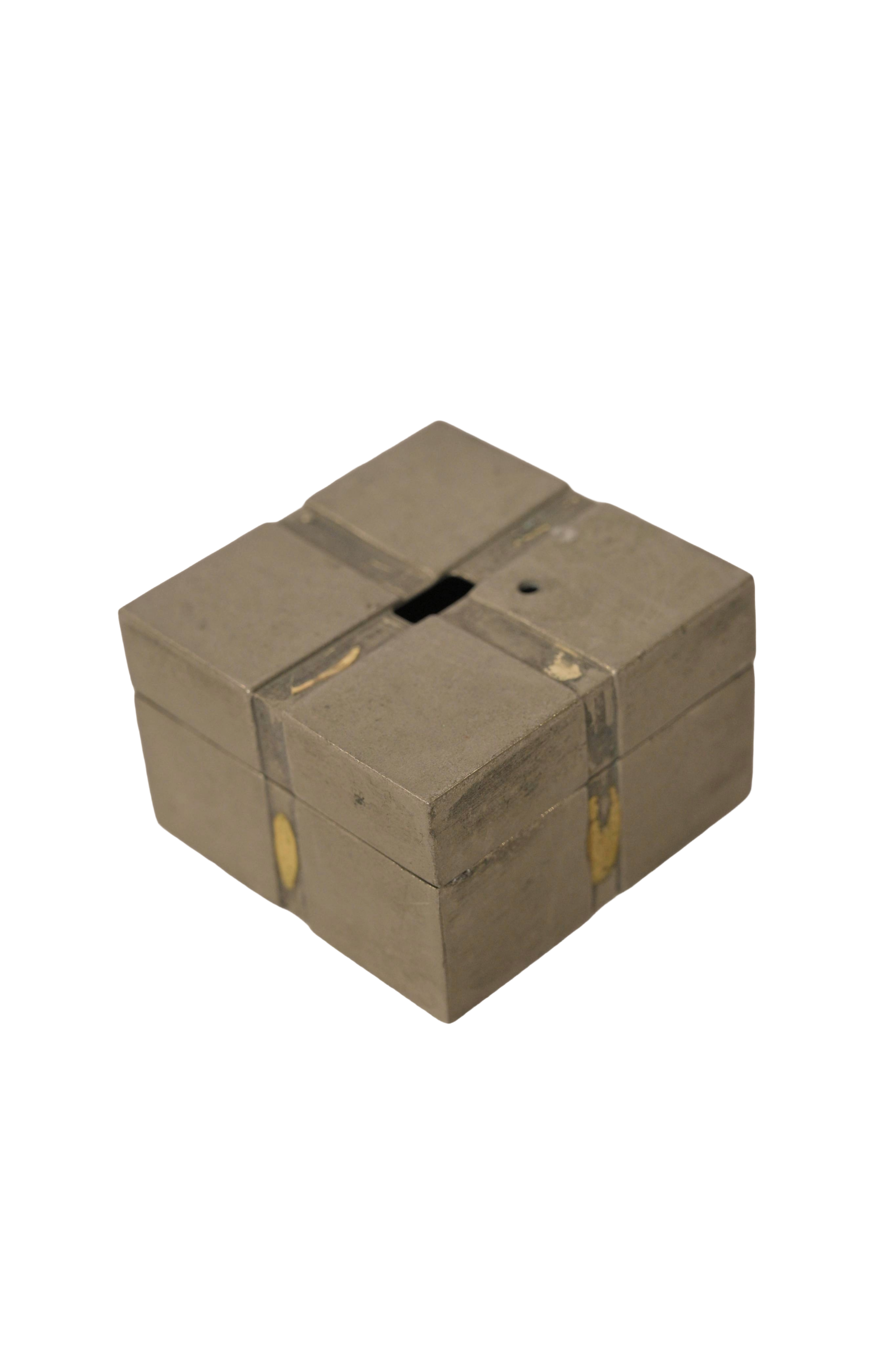 Modern Geometric Brass Inlay Decorative Storage Box