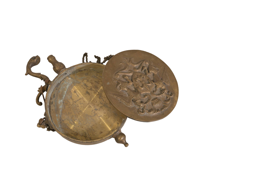 Antique Mythological Brass Covered Ritual Vessel