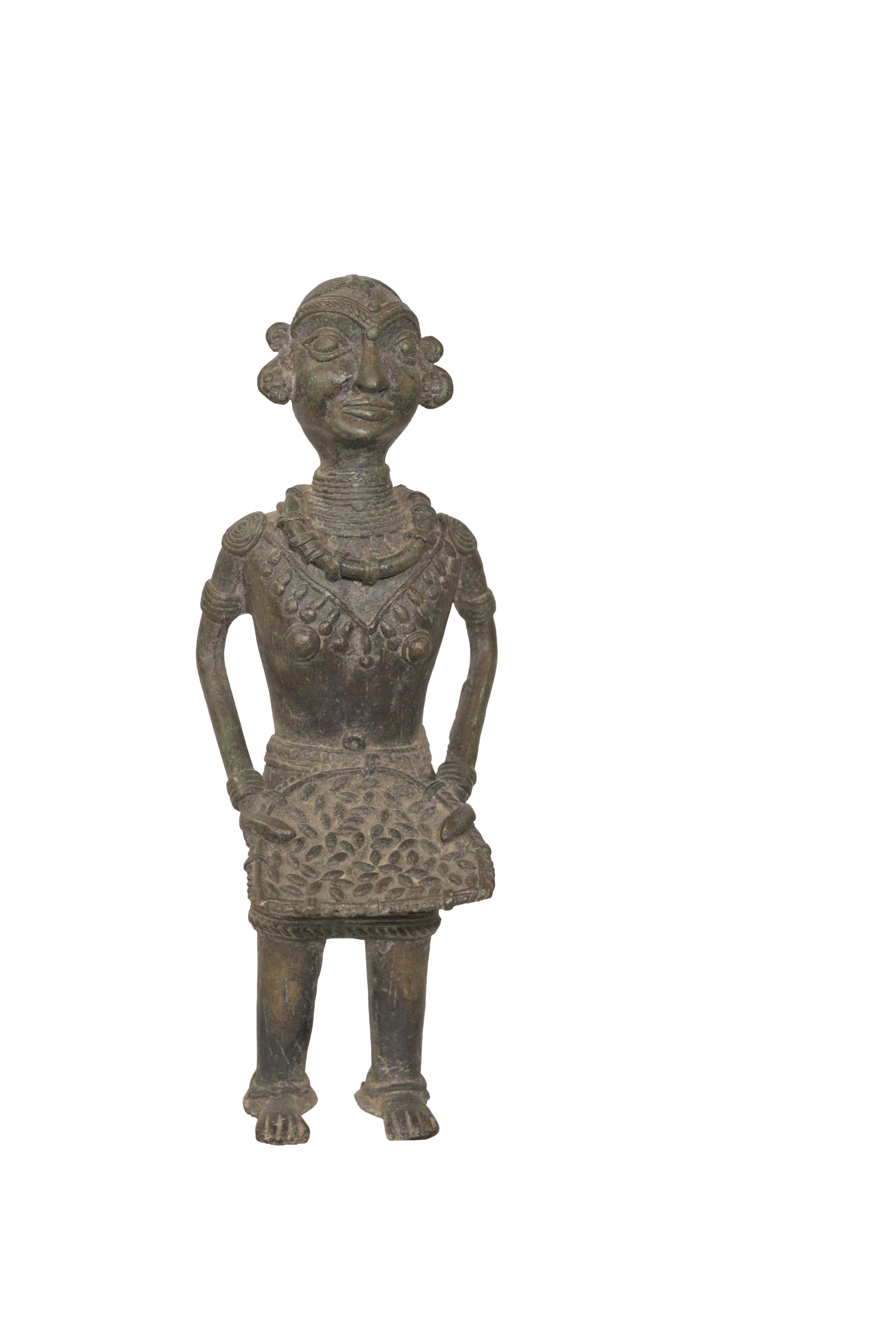 Antique Tribal Female Dhokra Bronze Figure