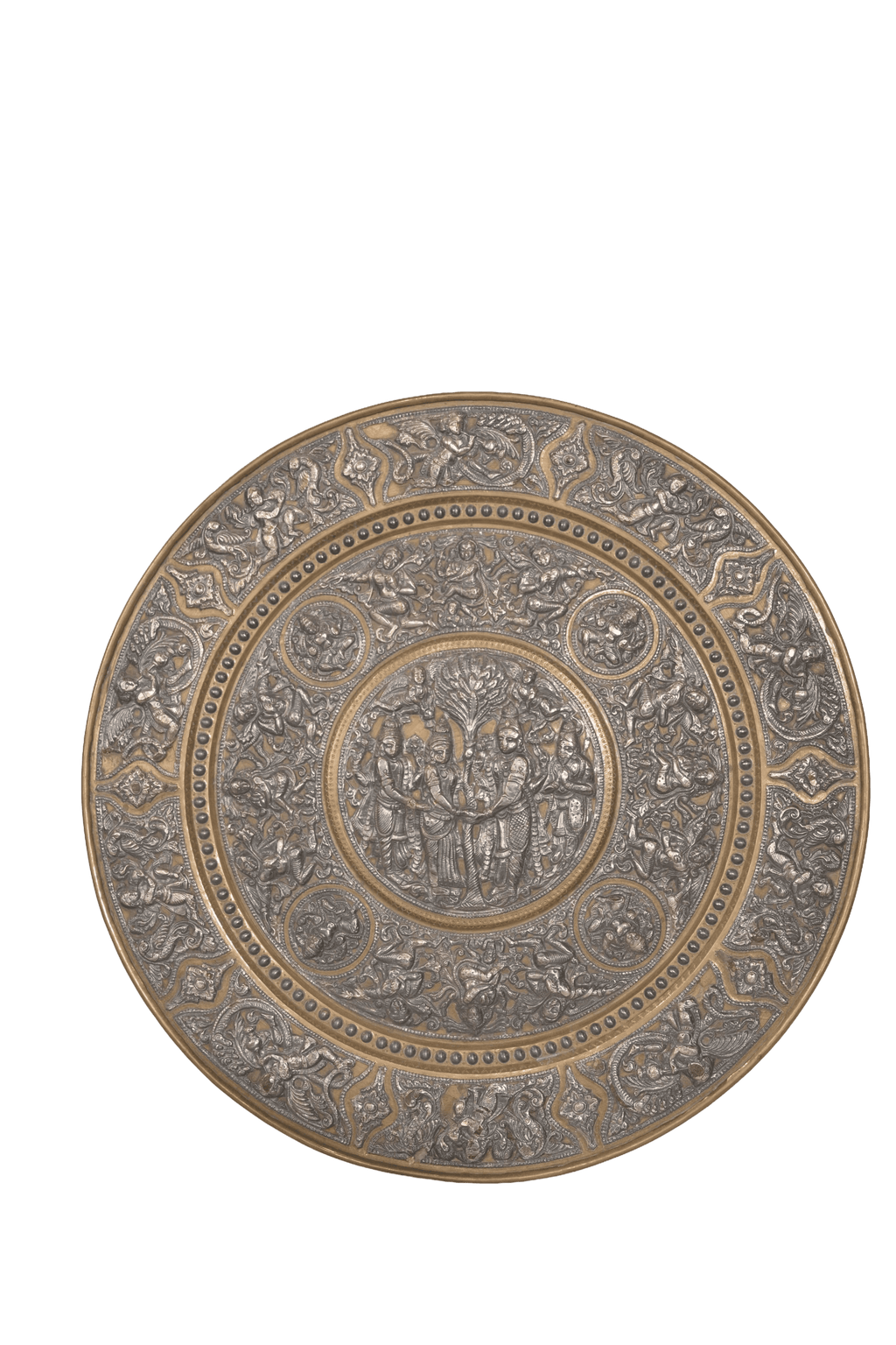 Antique Tanjore Ramayana Brass Wall Plate