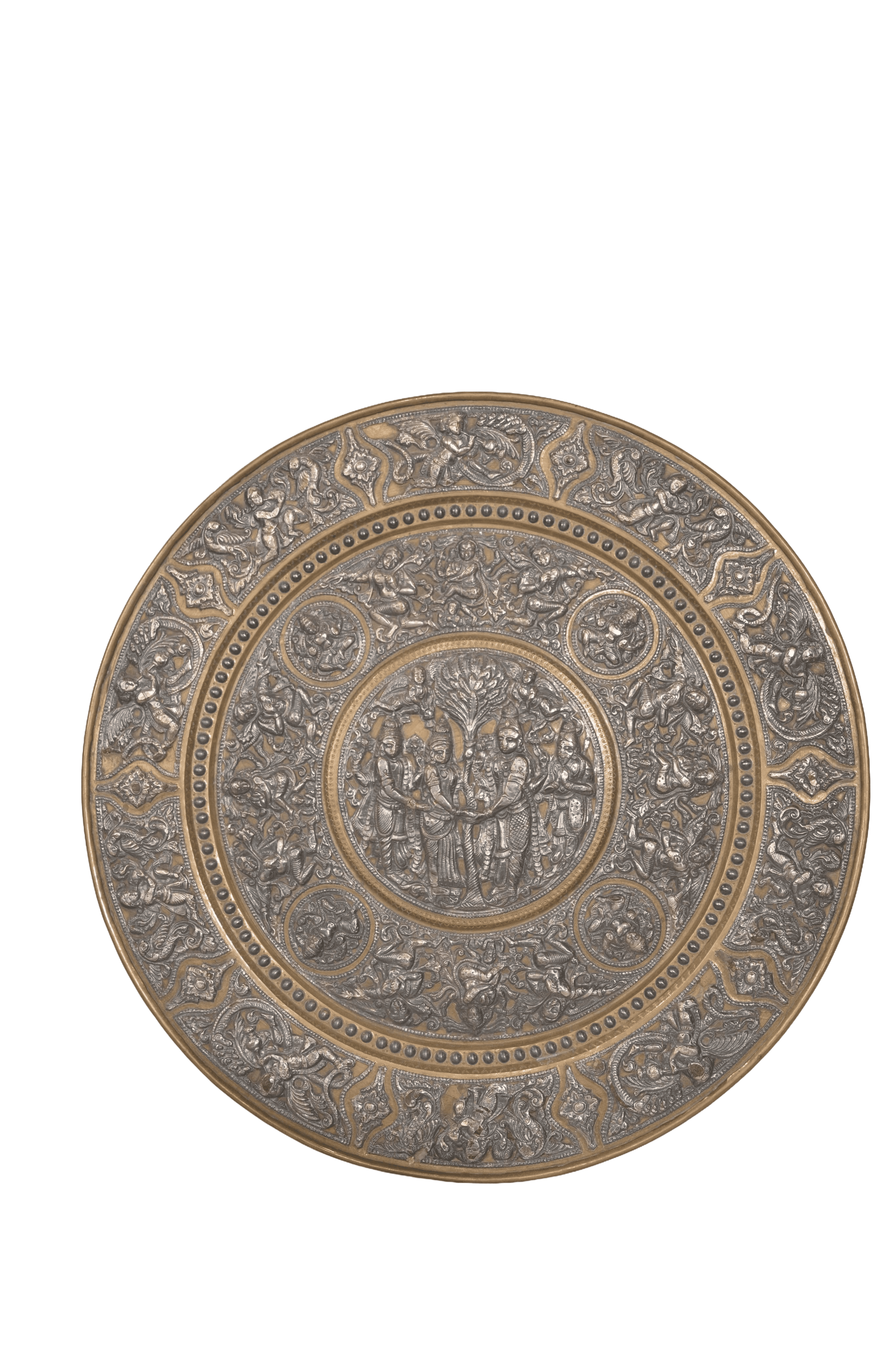 Antique Tanjore Ramayana Brass Wall Plate