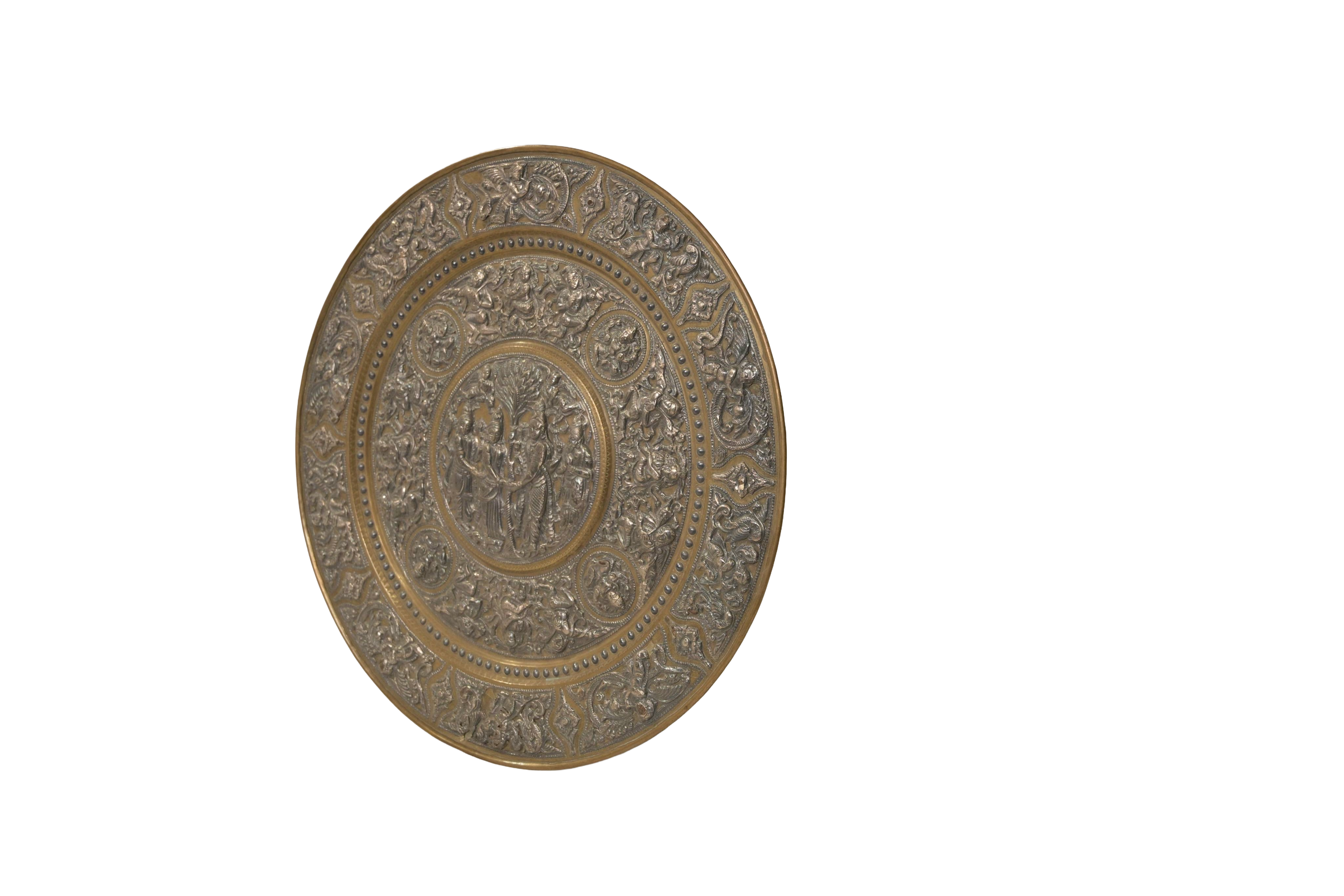 Antique Tanjore Ramayana Brass Wall Plate