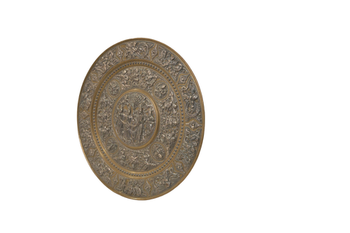 Antique Tanjore Ramayana Brass Wall Plate