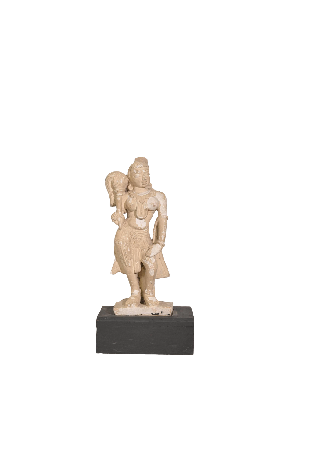 Antique Carved Stone Chauri-Bearer Temple Attendant