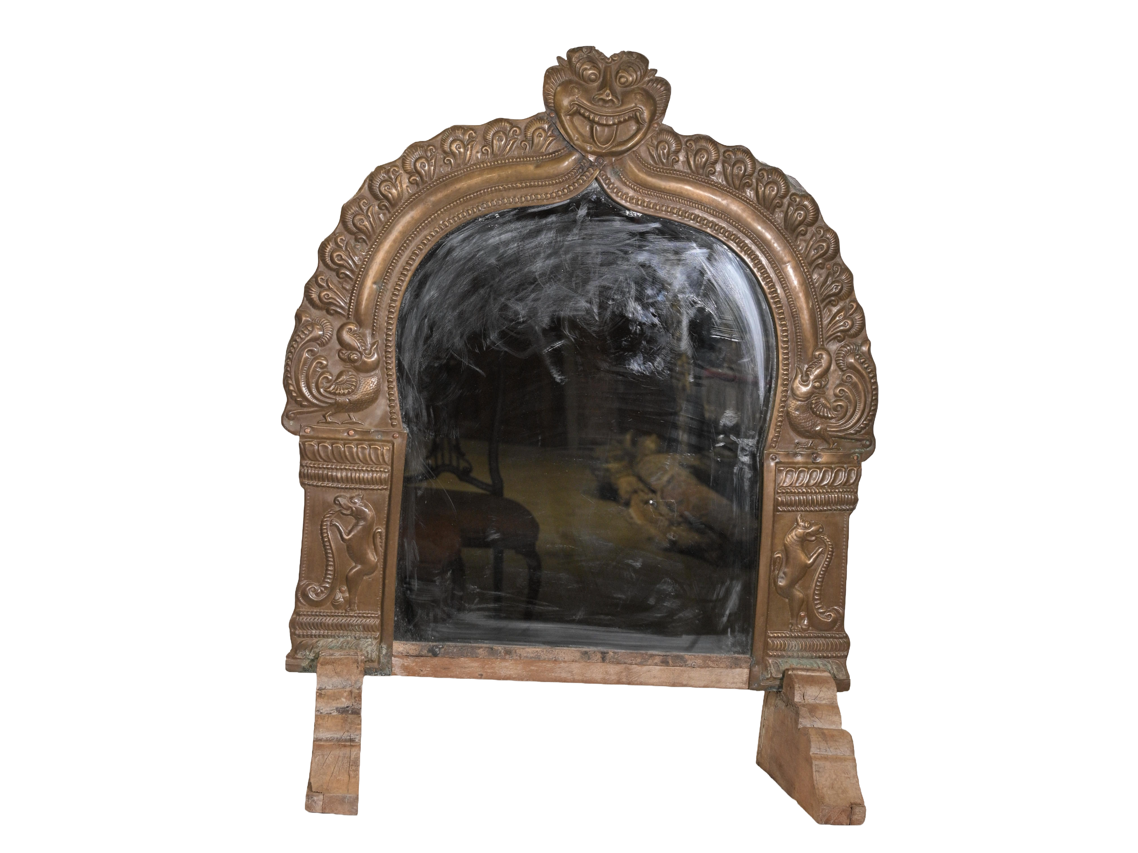 Antique Temple Arch Bronze Mirror