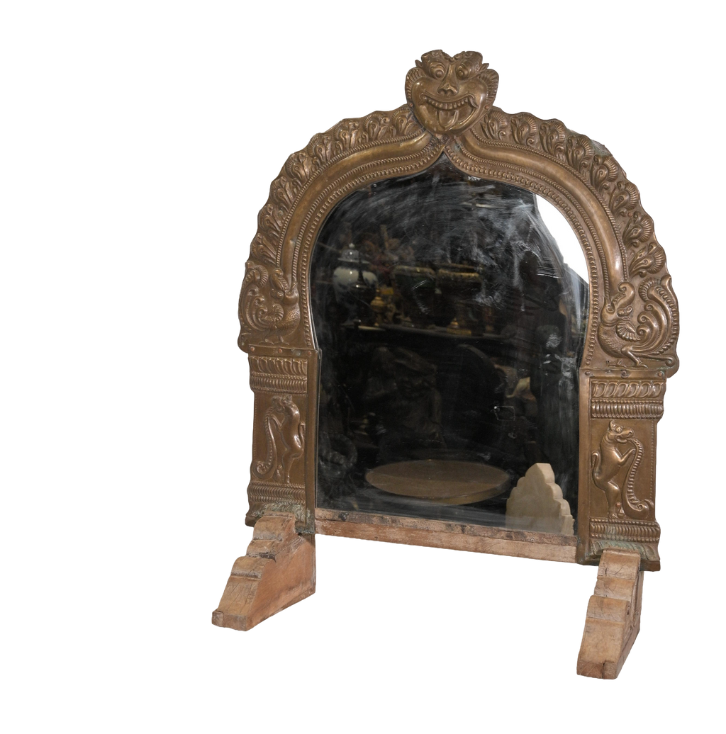Antique Temple Arch Bronze Mirror