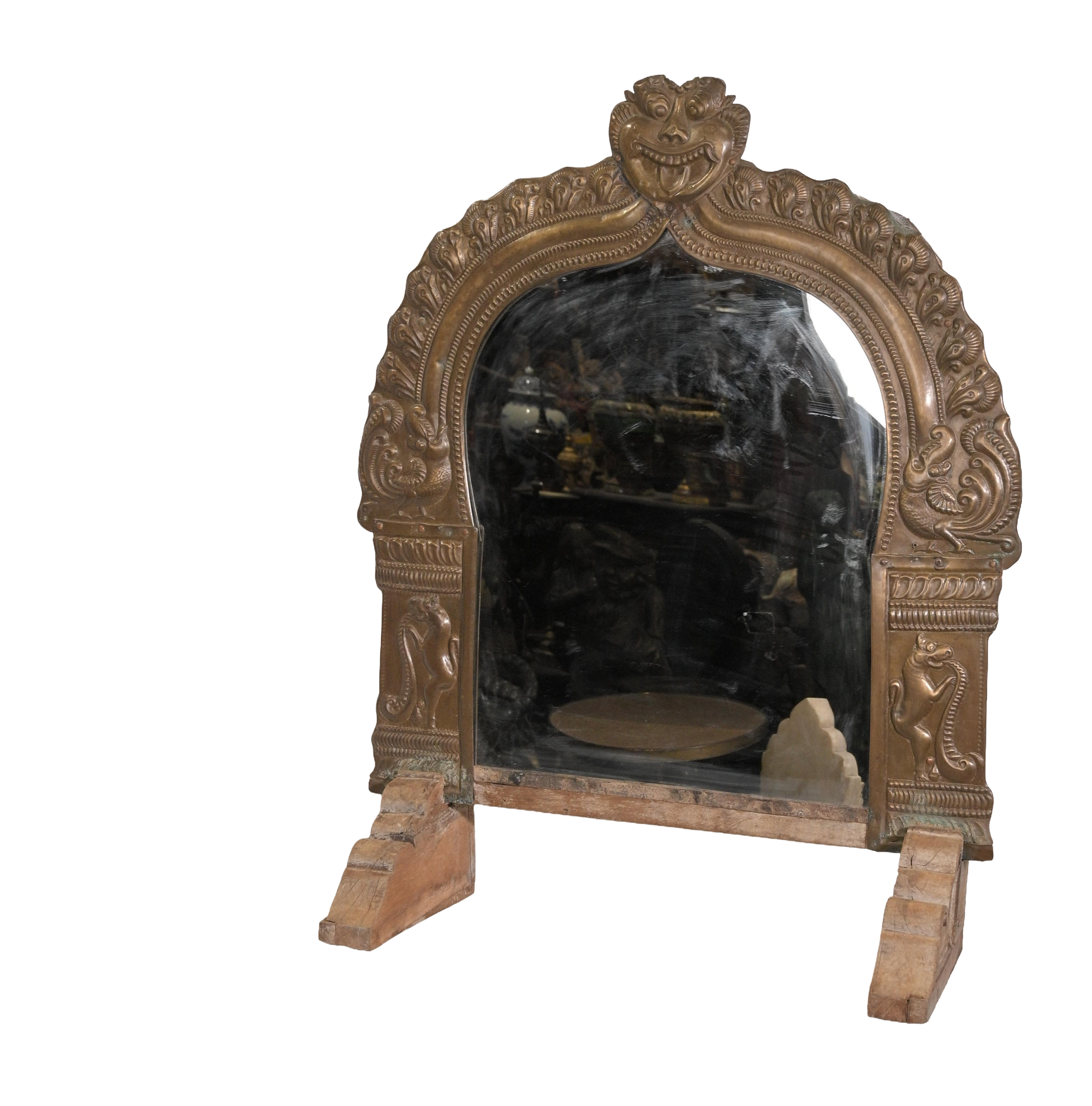 Antique Temple Arch Bronze Mirror