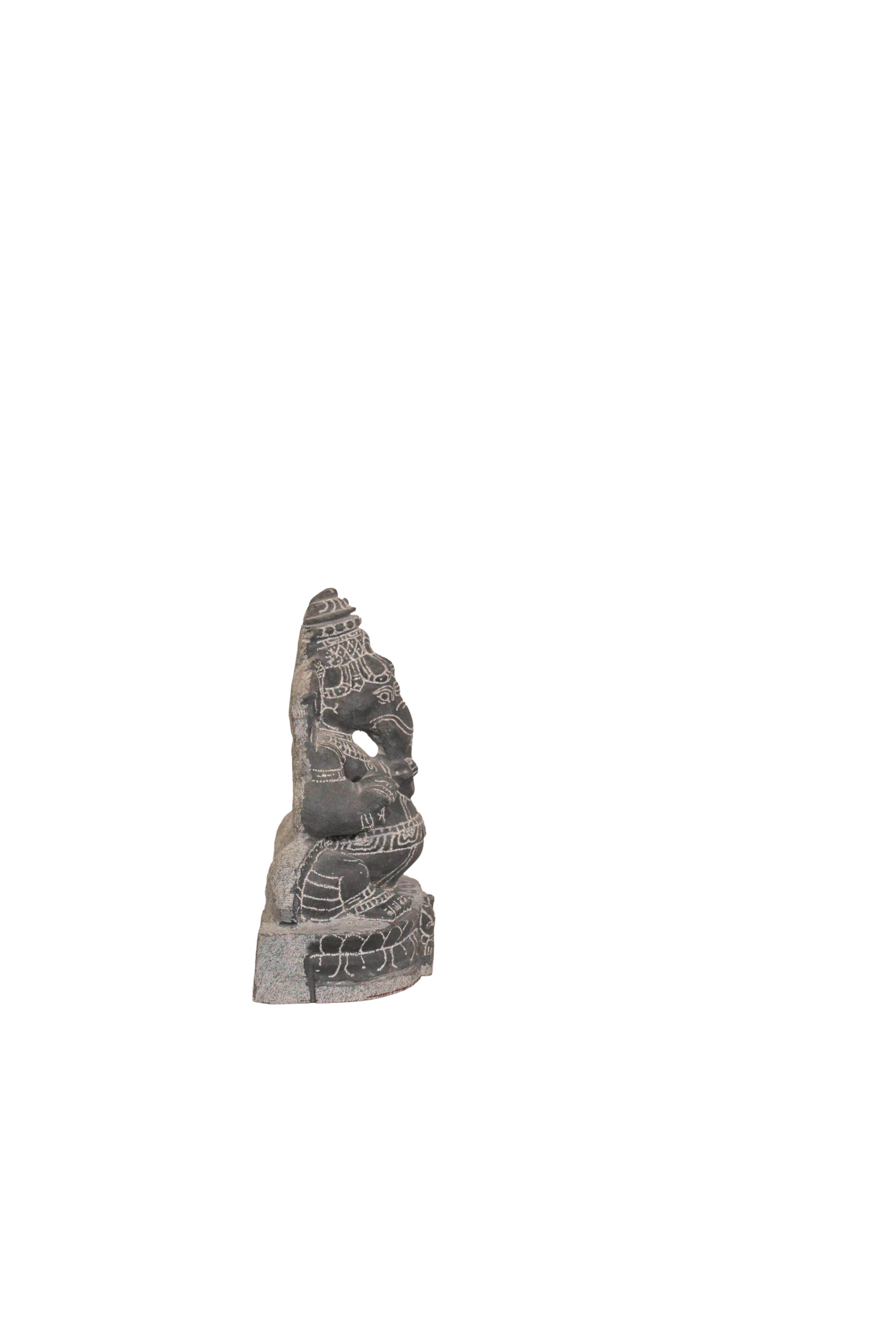 Vintage Stone Ganesha Idol Sculpture