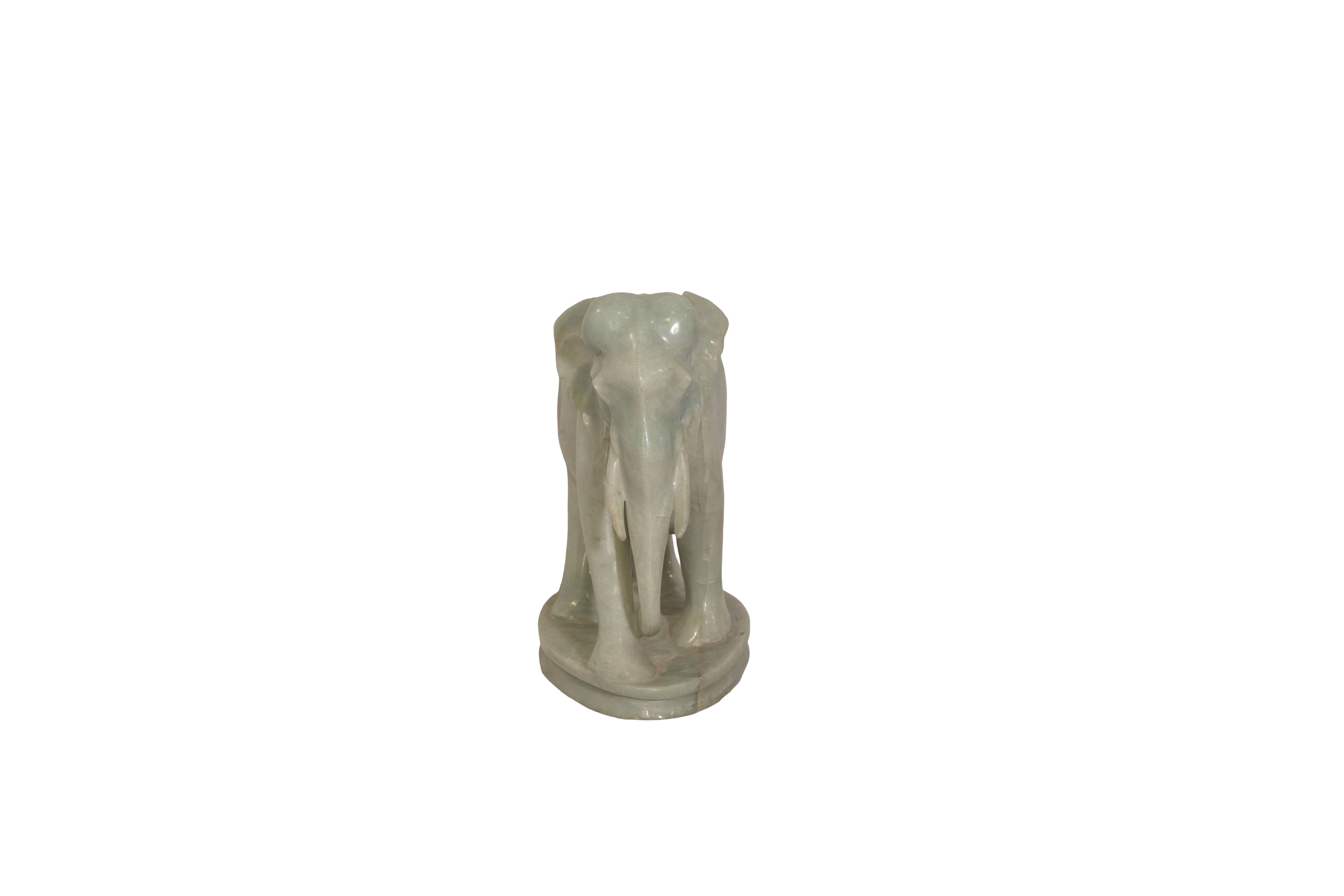 Hand-Carved Marble Elephant Sculpture