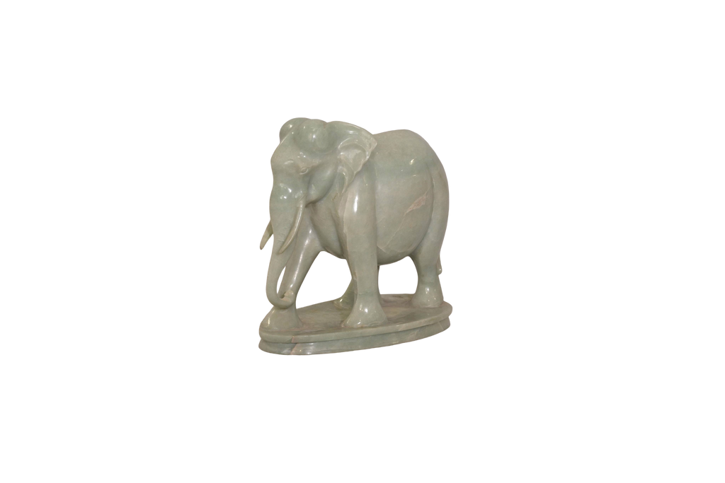 Hand-Carved Marble Elephant Sculpture