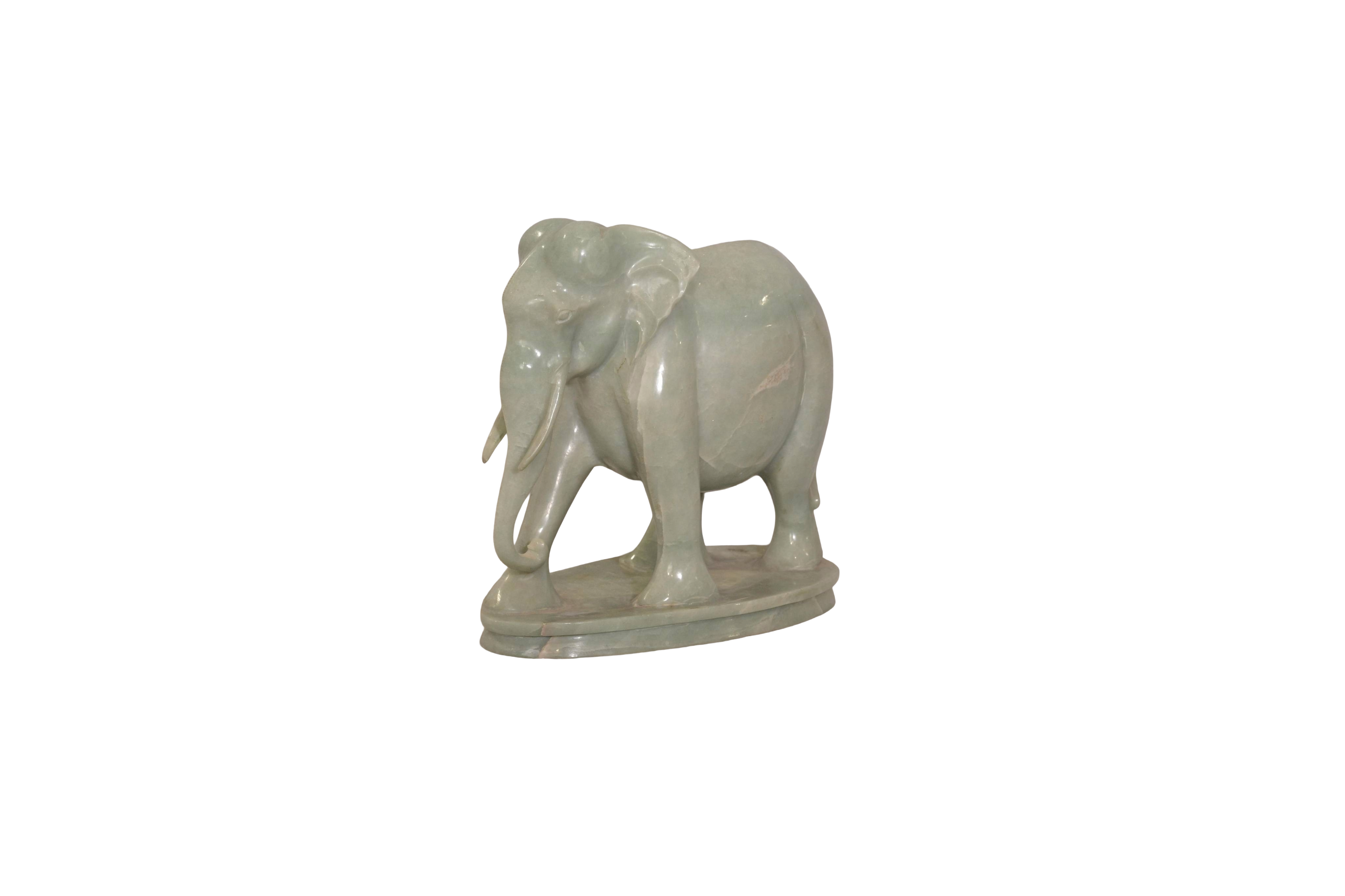 Hand-Carved Marble Elephant Sculpture