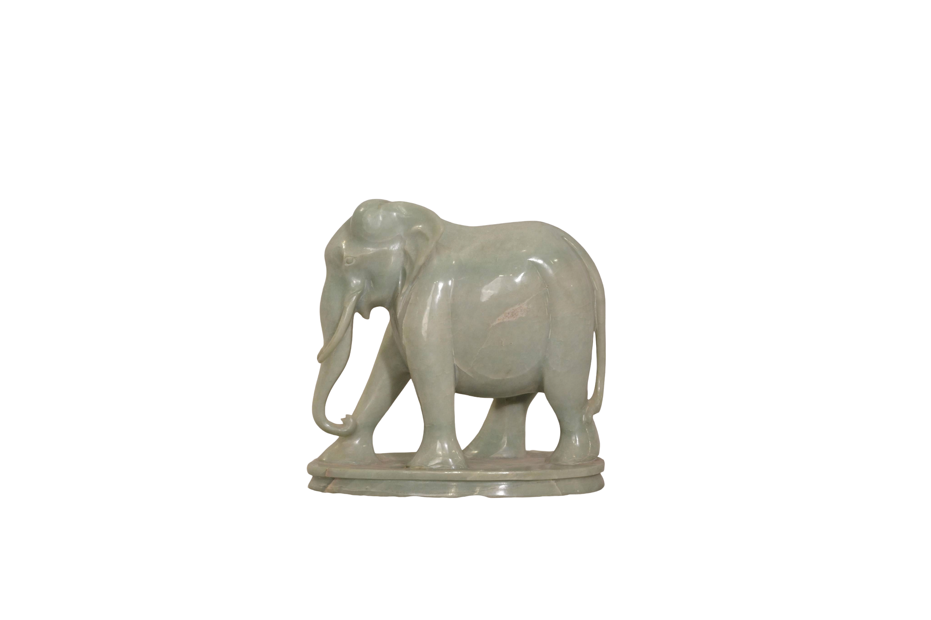 Hand-Carved Marble Elephant Sculpture