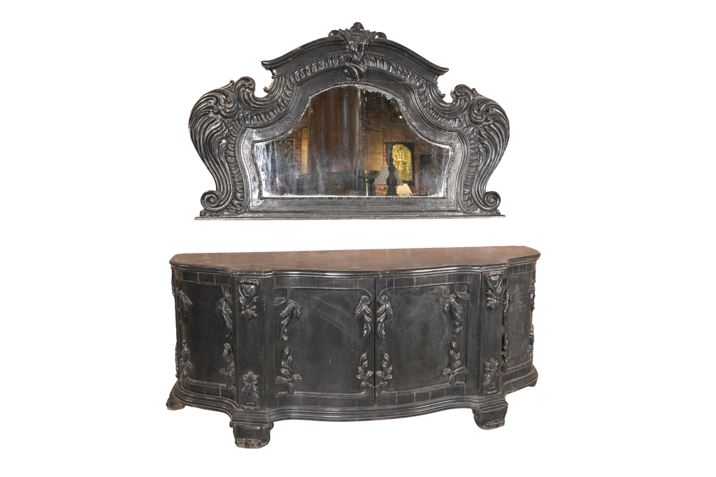 Grand Baroque Carved Wooden Wall Mirror Set