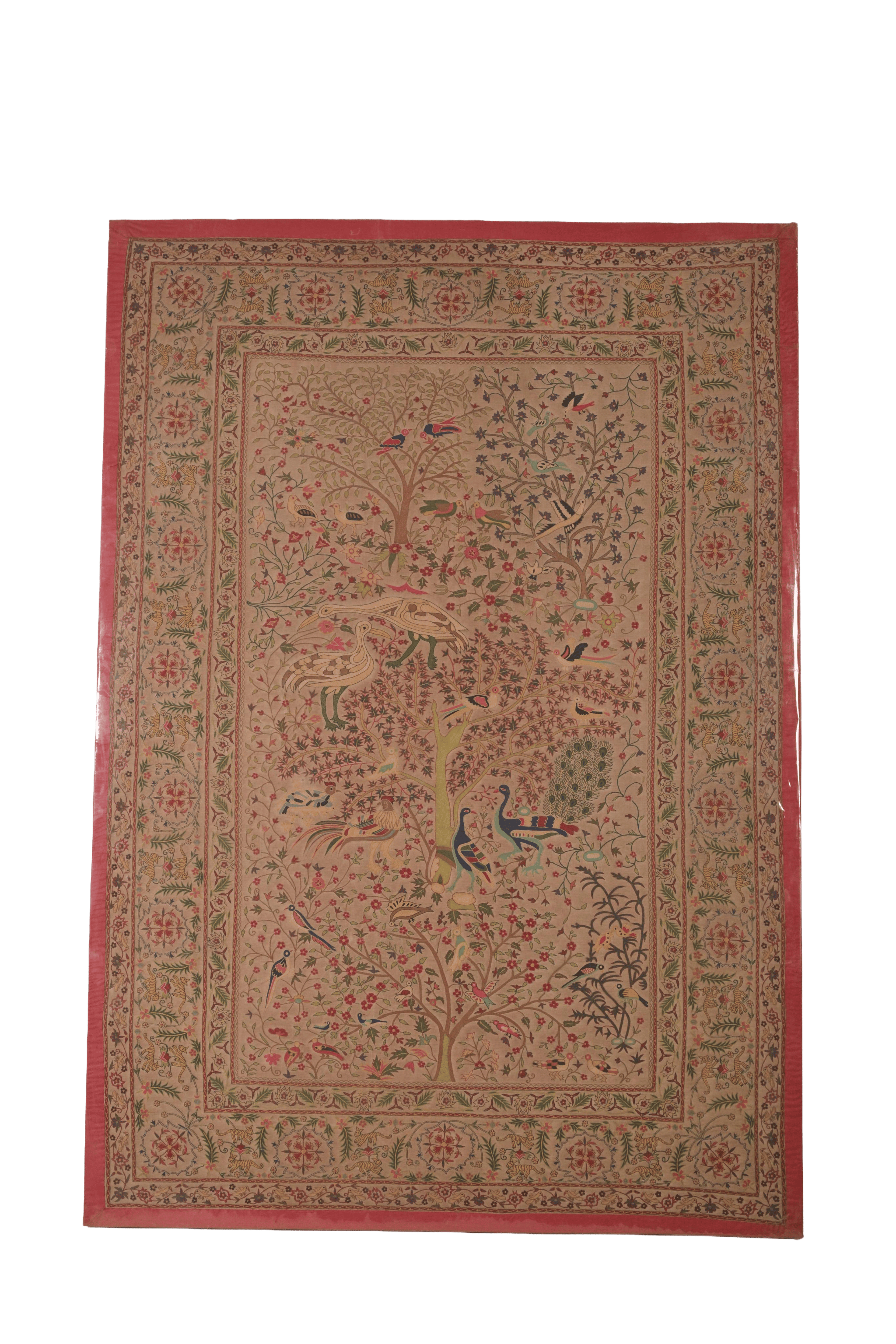 Floral Bird Textile Panel