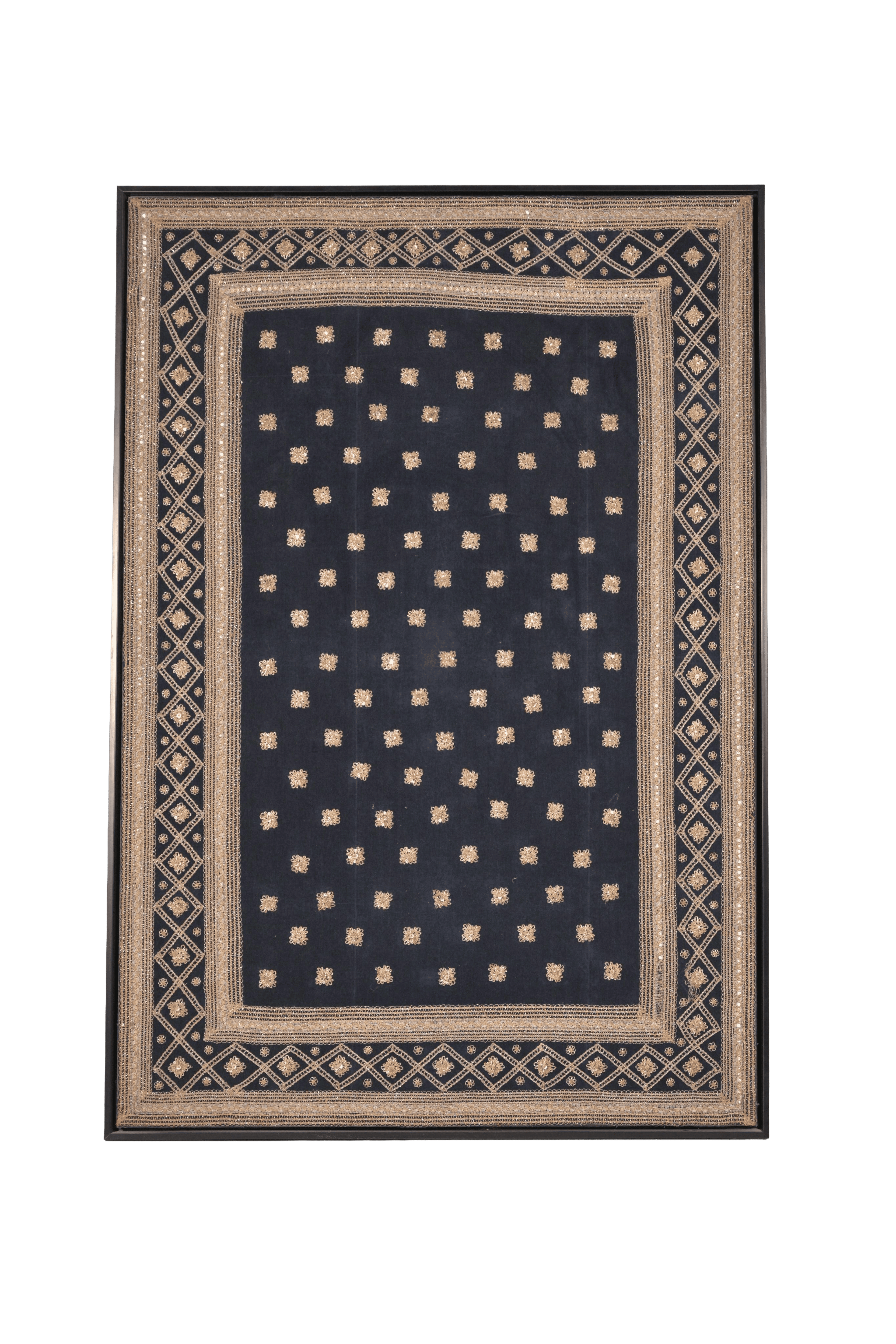 Black Embroidered Textile Panel