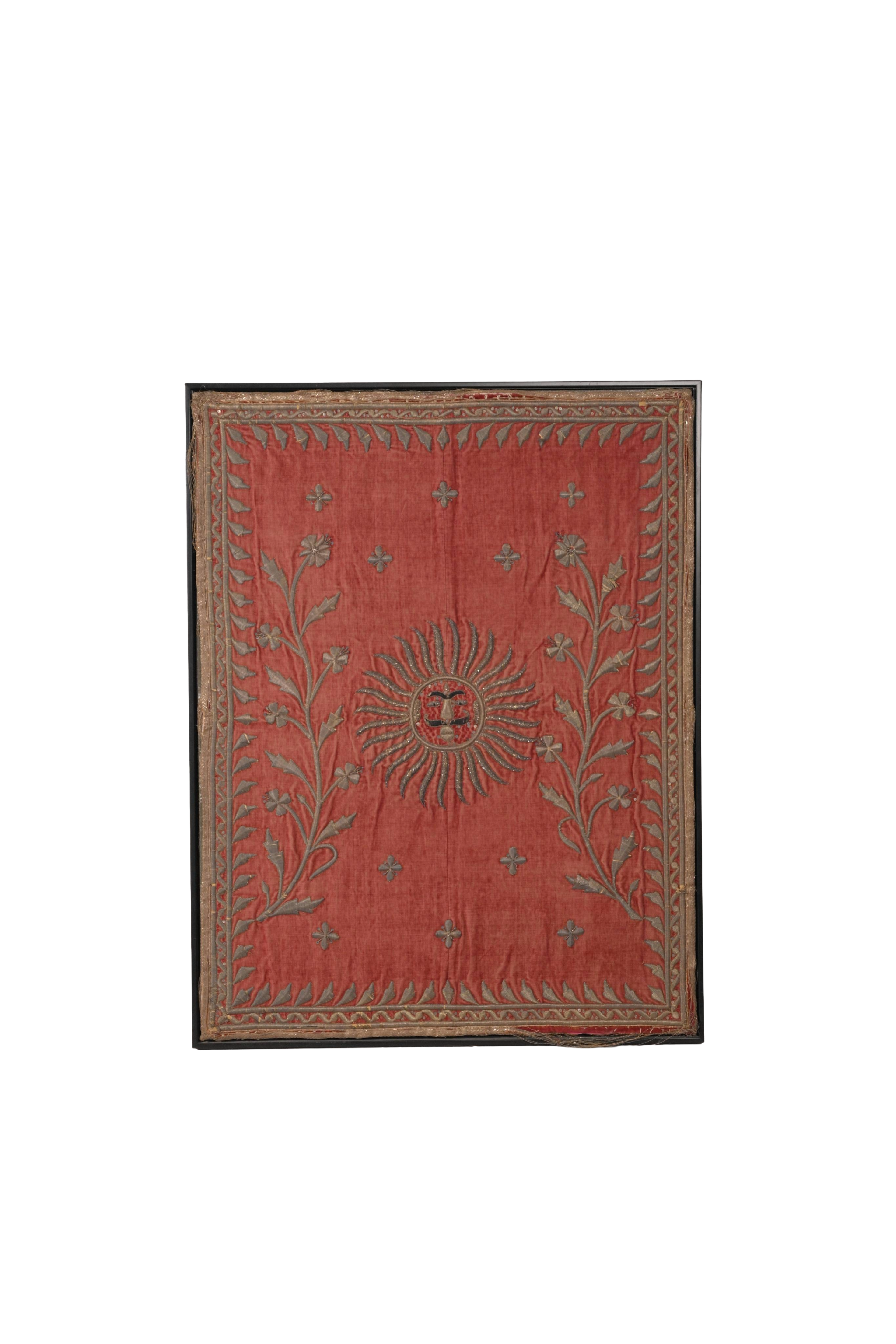 Red Sun Motif Textile