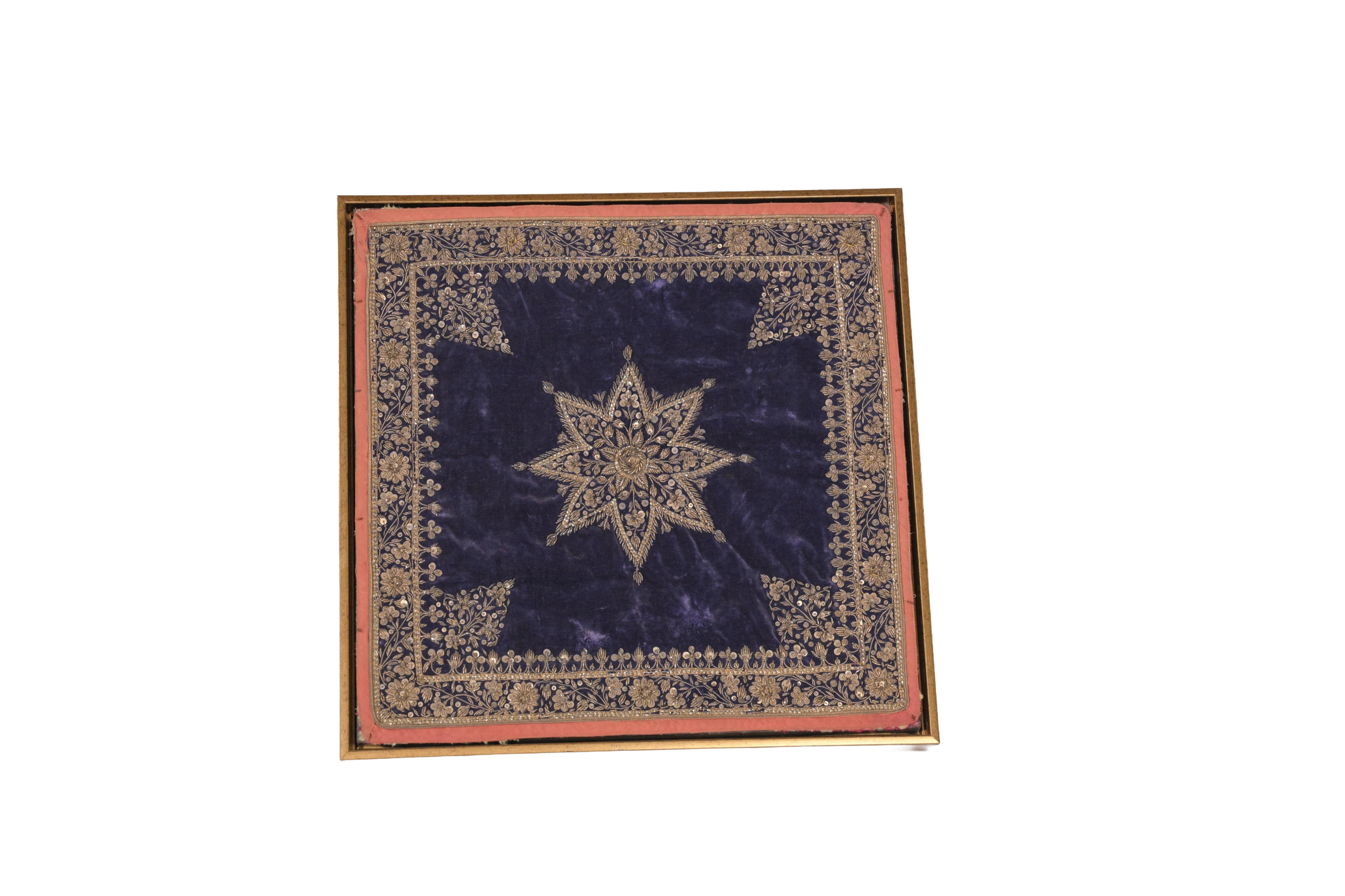 Indigo Zardozi Textile Wall Panel