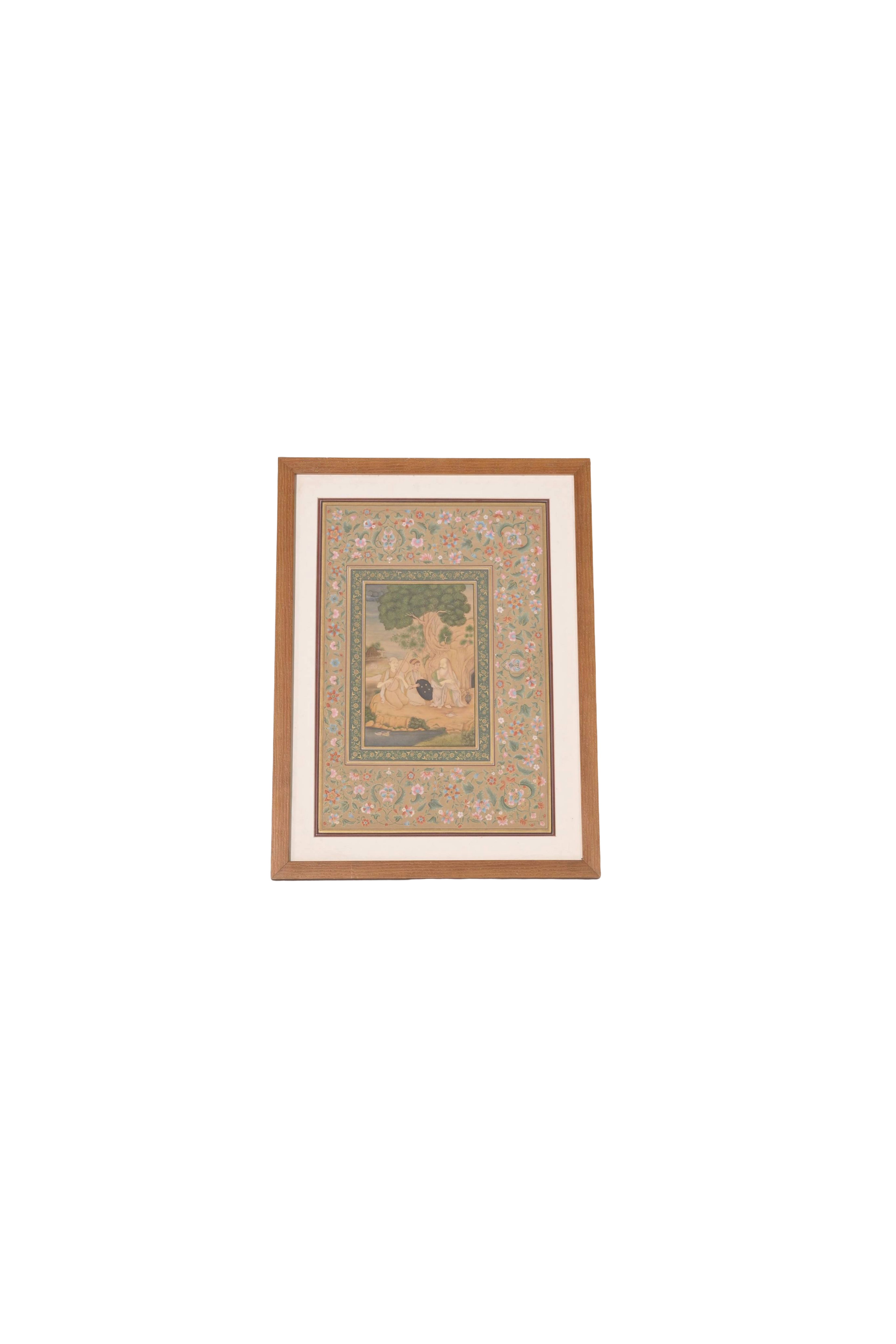 Imperial Mughal Miniature “Prince and Ascetics” by An